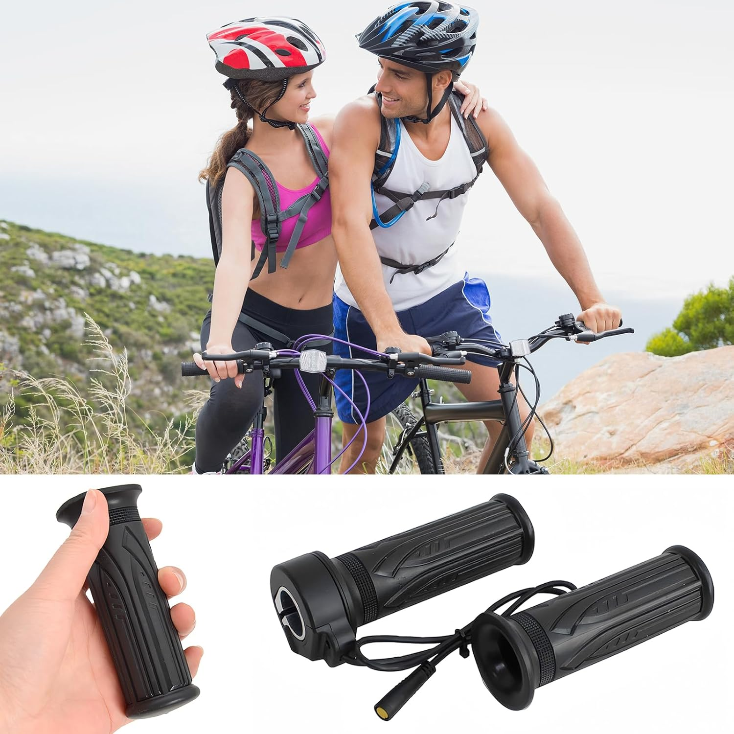 Ebike Throttle, 20X Full Twist Throttle for Ebike, Electric Bicycle Scooter Handlebar for Conversion E-Bikes or Scooters, 3 PIN Plug, 12V-72V Twist Throttie - 3 Pin Sm Plug image number 2