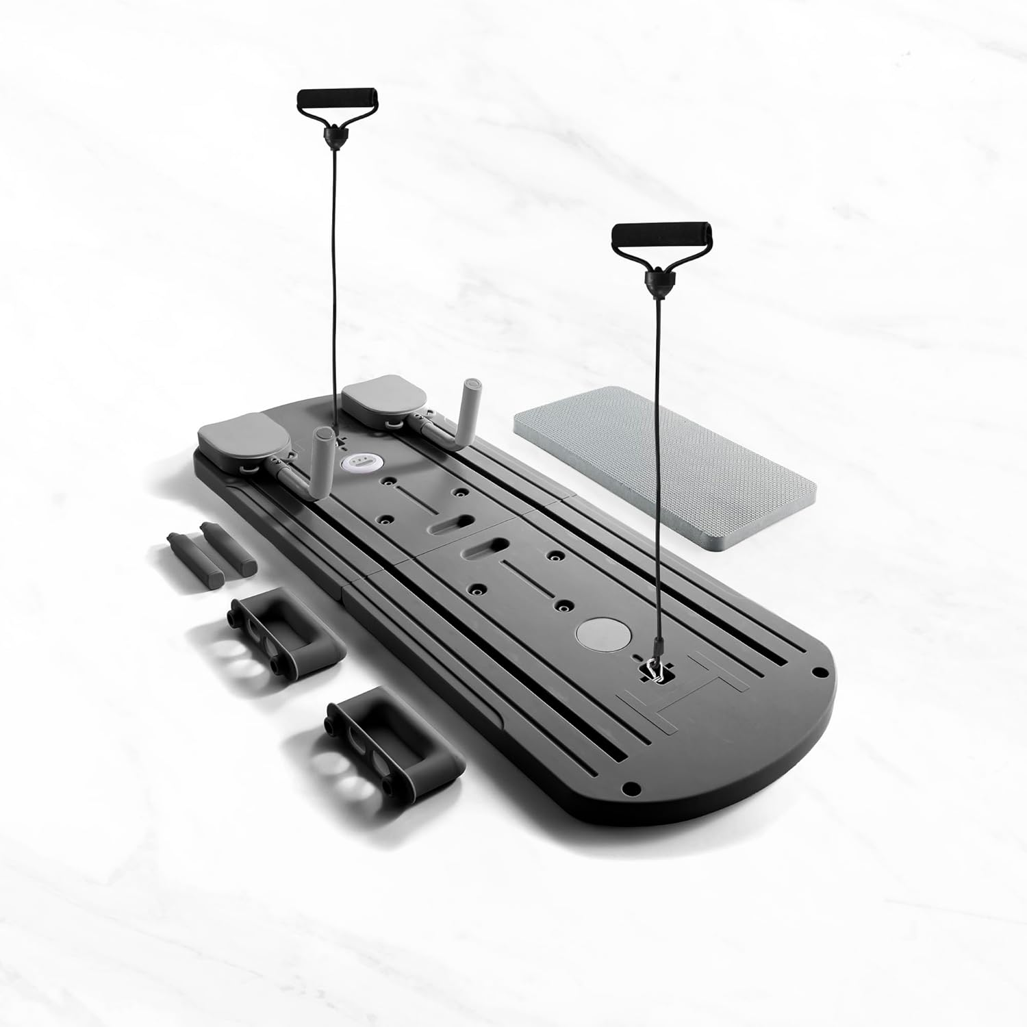 Myga Pilates Reformer Machine - Foldable Pilates Board with Rebound Ab Roller, Resistance Bands, Push up Bars & LED Counter for Full Body Workout - Multifunctional for Home, Gym & Travel - Pink image number 4