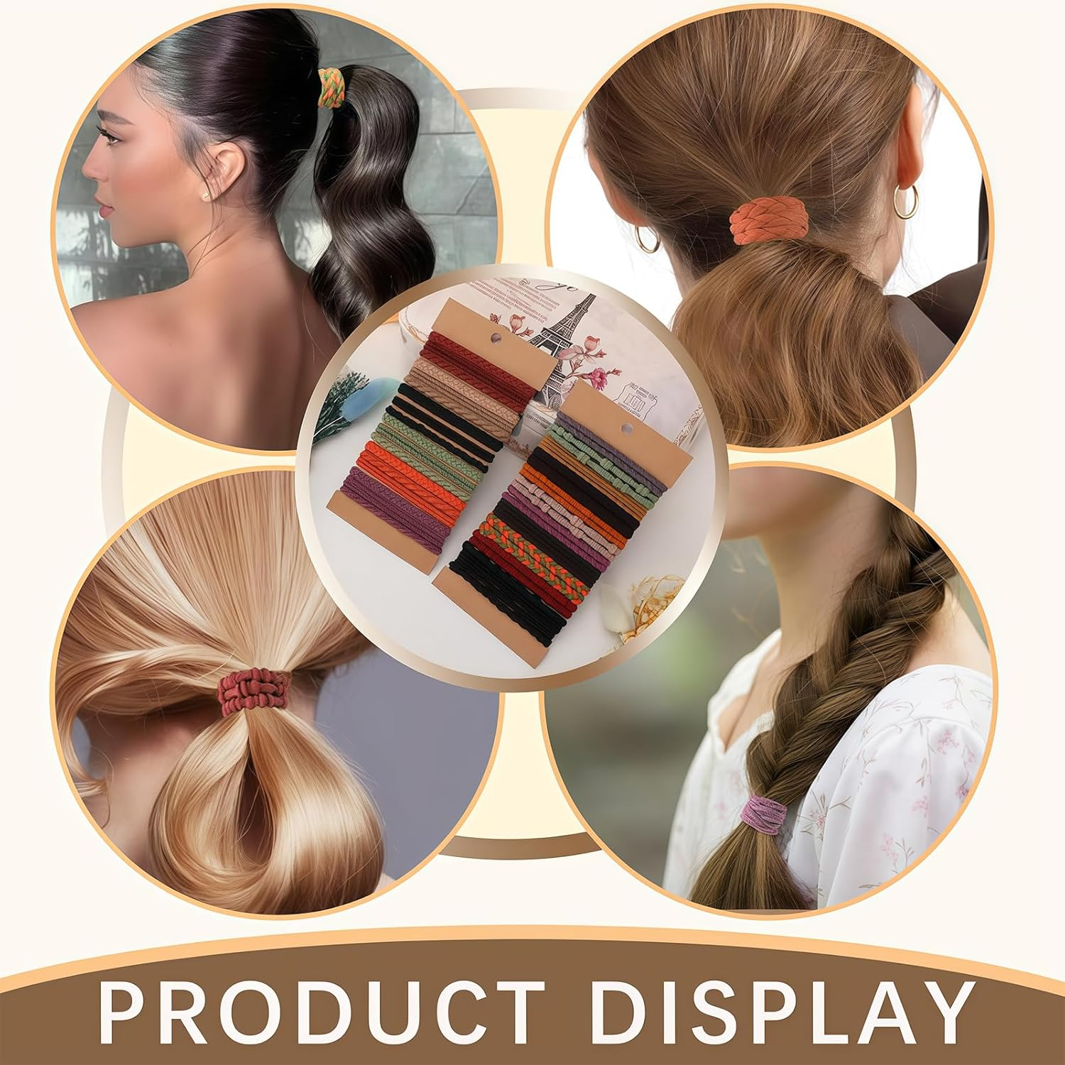 Vesavifaka Boho Hair Bobbles 42 Pieces, Hair Accessories for Women and Girls, Hair Scrunchie Bracelets, Ponytail Holder for Girls with Thick Thin Hair, Soft 2-In-1 Hair Bobbles without Hair Damage image number 3