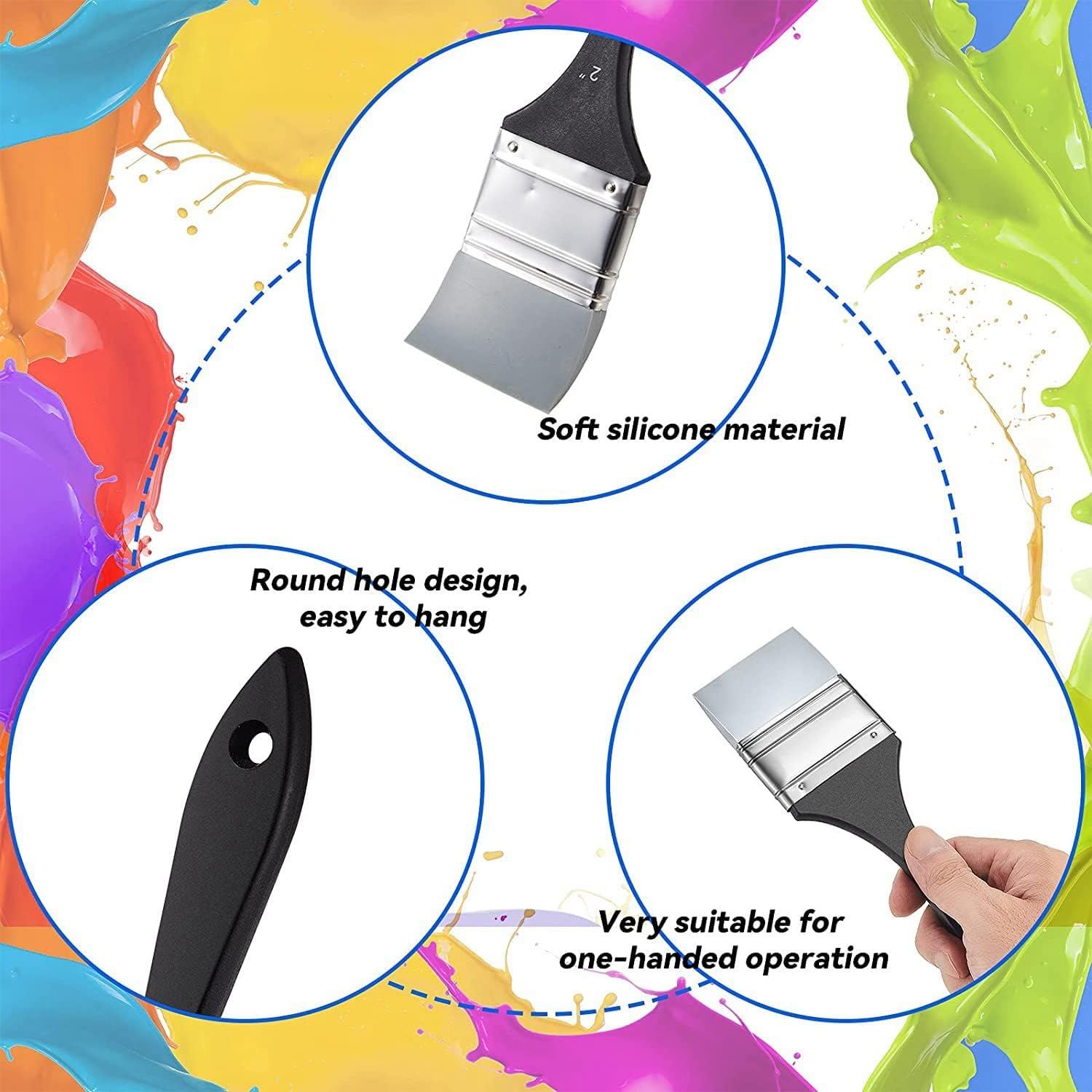 Zicojia 4 Pcs Silicone Paint Brush Set Color Shaper Silicone Brush for Resin Paint Brush, 1 1.5 2 2.5 Inches Wide image number 2