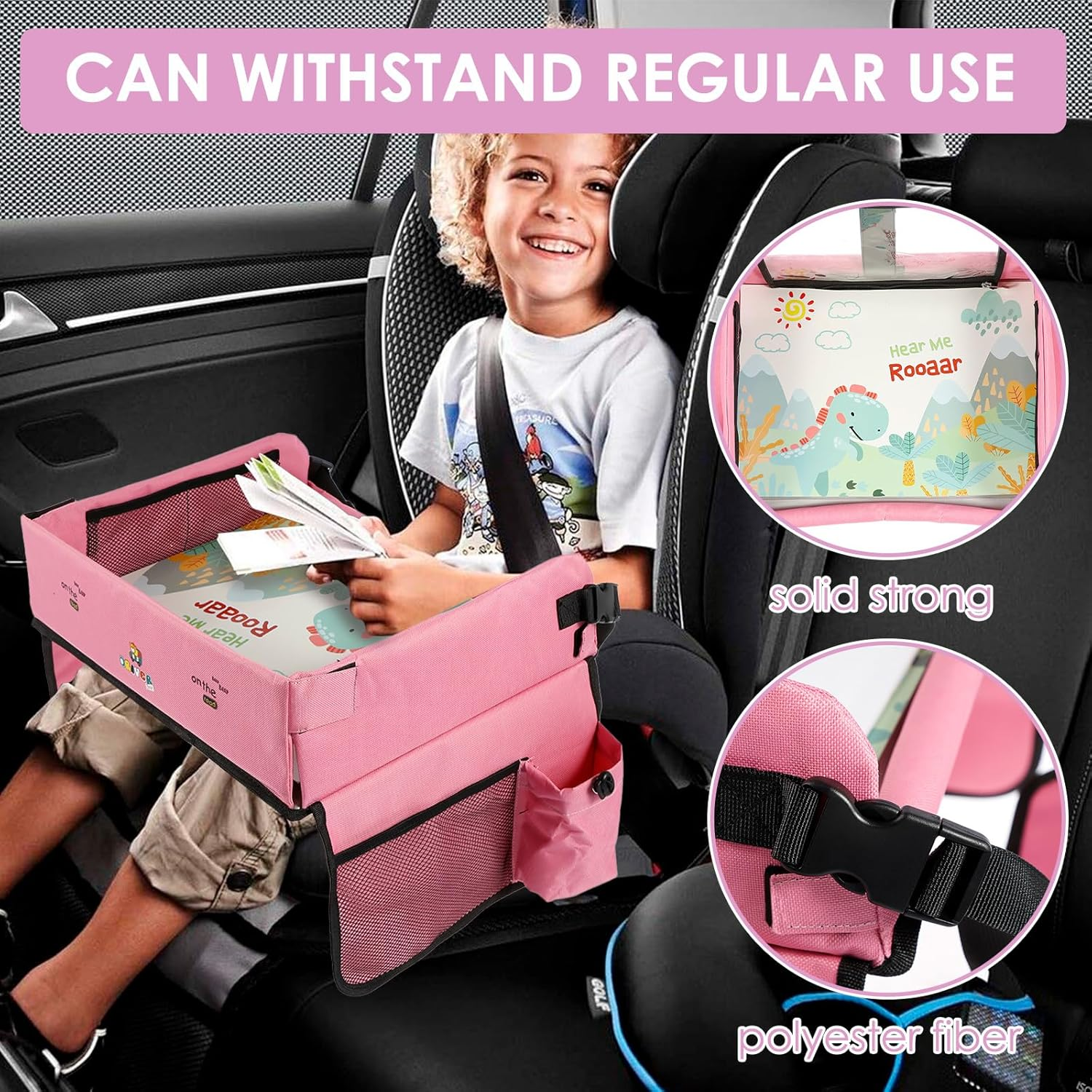 Kids Traveling Tray for Toddler Car Seat, Versatile Car Seat Tray, Stable Carseat Table Tray, Detachable Lap Tray for Car Seat, Toddler Road Trip Essentials Accessories for Airplane Car Auto