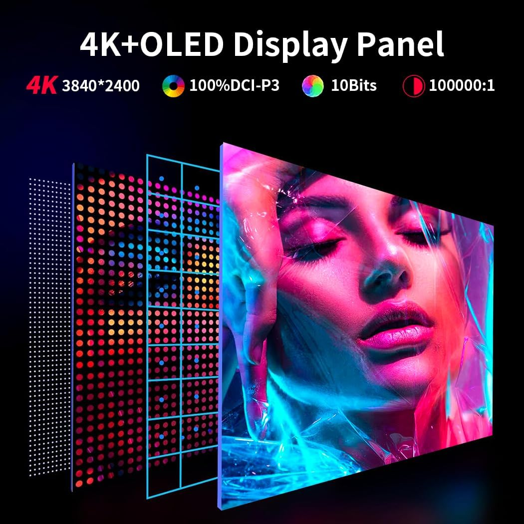 OLED Portable Monitor 4K，UHD Portable Laptop Display 16 Portable Gaming Monitor 100% DCI-P3 OLED Monitor with HDMI/USB-C External Screen for Laptop Phone/Switch/Xbox image number 2