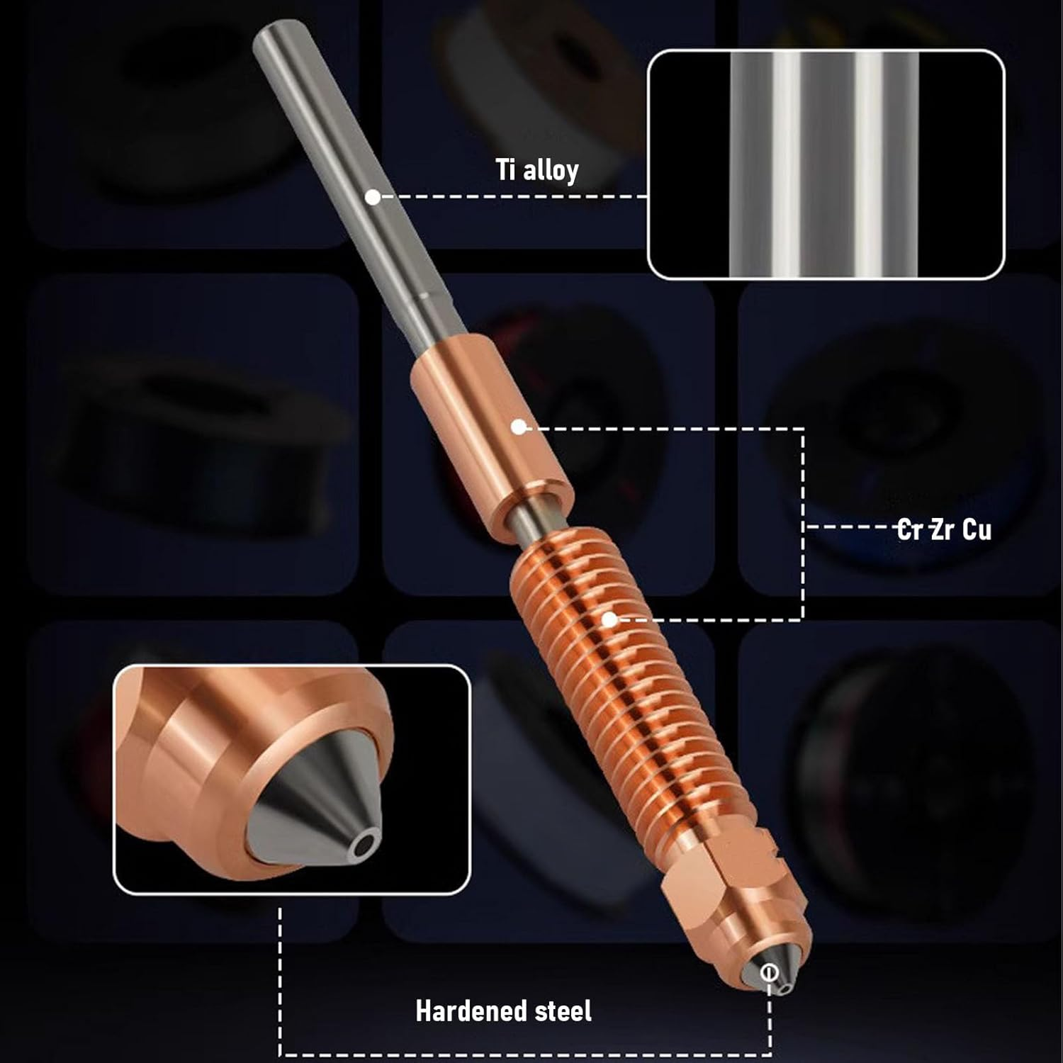 2 Pcs Quick Swap Nozzle, Ti Alloy Heat Break Hardened Steel Crzrcu All Metal Integrated Nozzle Compatible with K2 plus 3D Printer (0.2Mm) image number 3