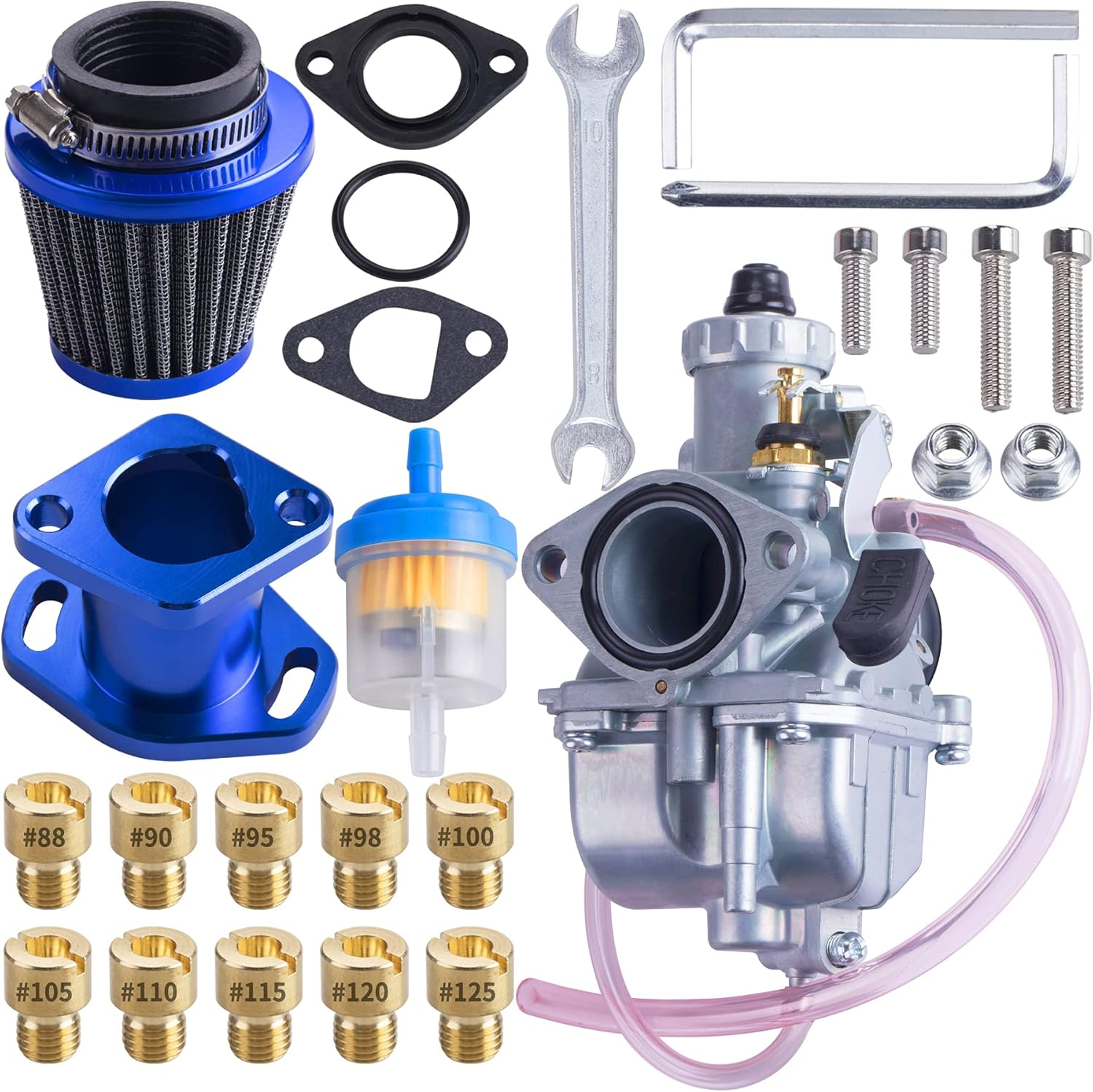 VM22 26Mm Carburetor Carb Kit Fit for Performance Intake Pipe Mainfold Air Filter Fit for Predator 212Cc GX160 Honda GX200 CT200U 196Cc KT196 Clones Moto Go Kart Mini Bike Race Kart (Black)