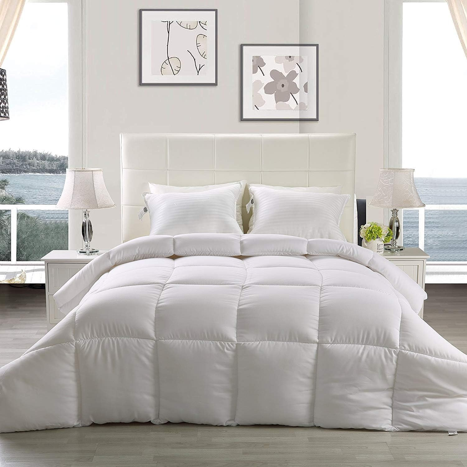 NY Threads Lightweight Queen Duvet, 200 GSM All Season Soft Comforter, Box Stitched Microfiber Quilt (White, Queen - 210X210 Cm) image number 5