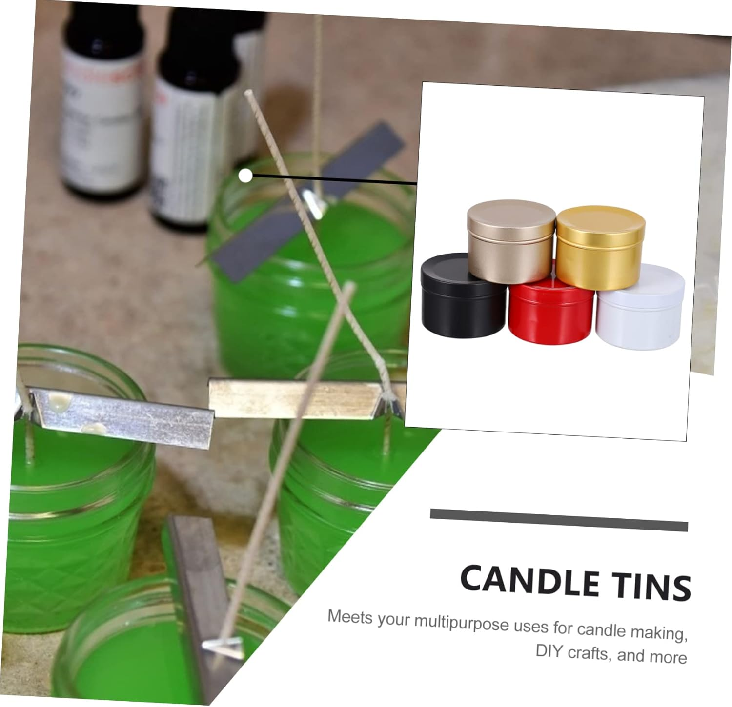 AUTSUPPL DIY Craft Project Essential 5Pcs Metal Canisters for Candle Christmas Treats Cream Dry Goods Storage image number 5