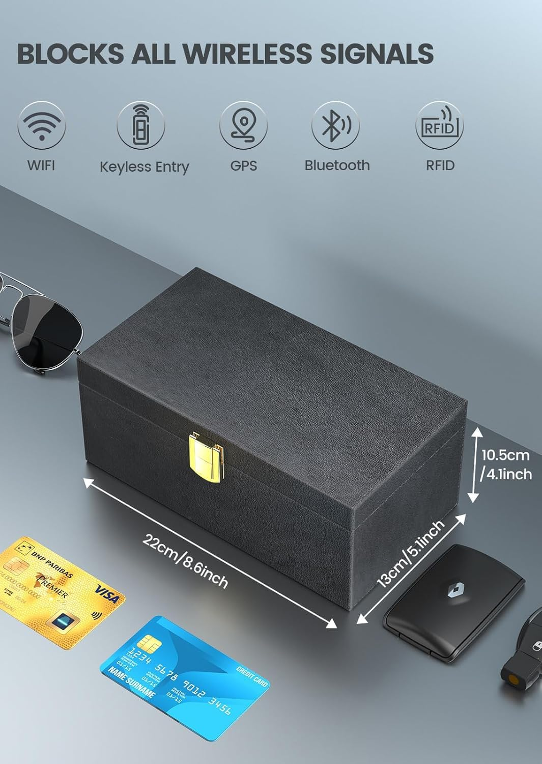 Extra Large Faraday Box, [2 Pack Faraday Pouch] Diyife 10-15 Car Keys Capacity Car Key Signal Blocker Box for Keys and Phones, Anti-Theft Key Fob Protector RFID Signal Blocking Set image number 3