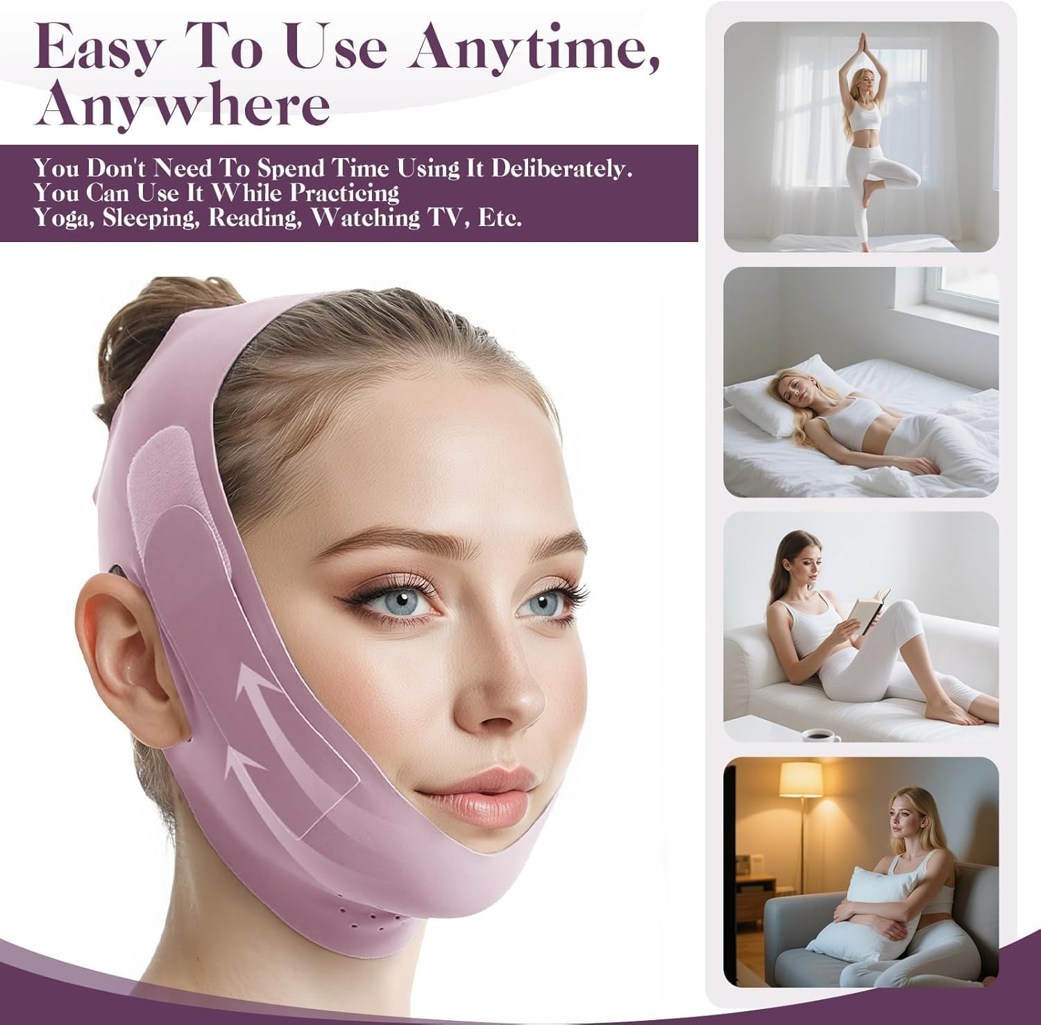 1Pc V Line Face Slimming Bandage,Reusable Double Chin Reducer,Face Lift Tape,Face Slimming Strap Face Slimmer Shaper for Women,Breathable Comfortable V Line Lifting Mask,One Fits All image number 3