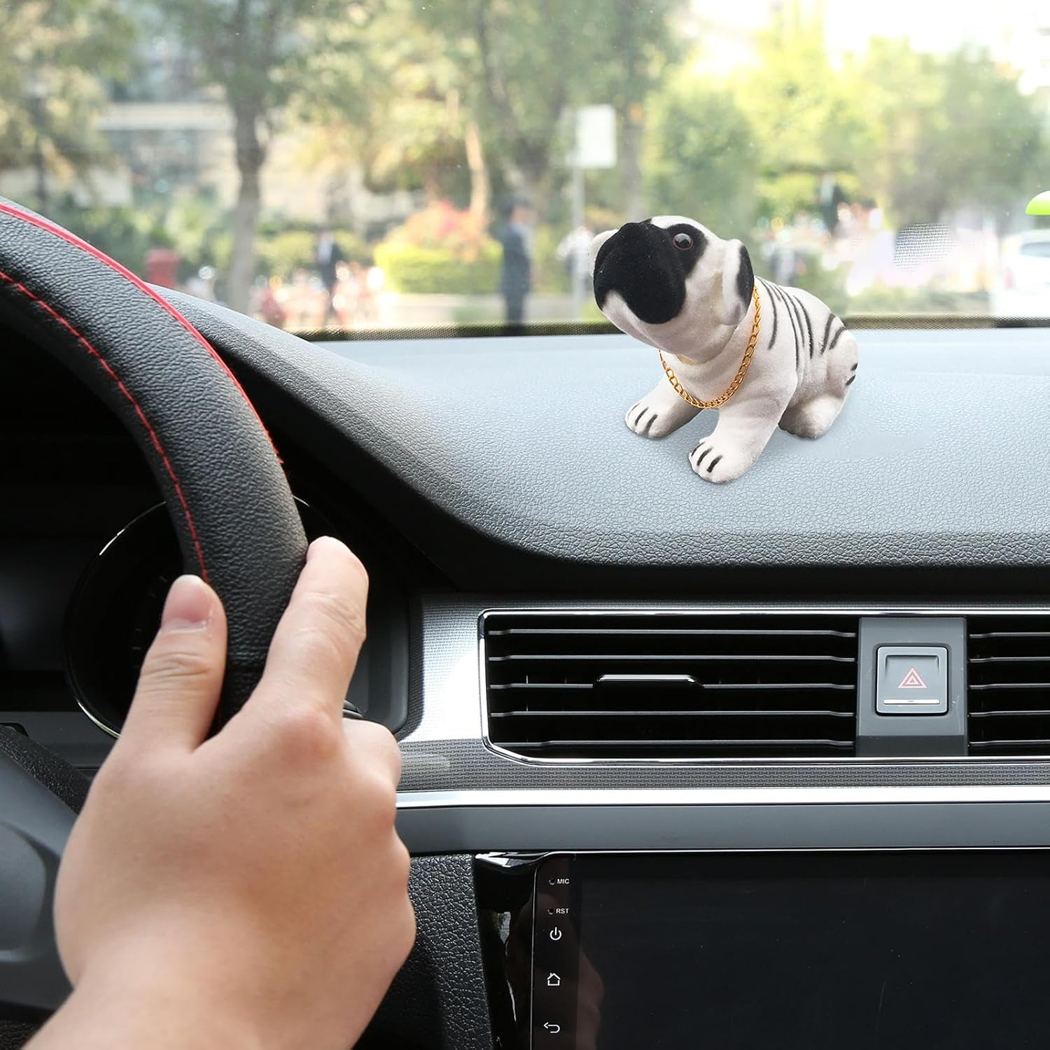 Car Nodding Dog- Nodding Dog for Car Dashboard | Resin Dog Dashboard Crafts, Bobblehead Nodding Dog, Resin Miniature Dog Ornament, Simulated Shaking Puppy Statues Flocking for Car Dashboard Household - White image number 1