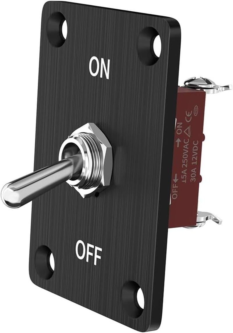 Zicojia Heavy Duty Toggle Switch 12V DC30A Waterproof Toggle Switch 2 Pin On/Off SPST with Mounting Panel for Auto Car Boat image number 4