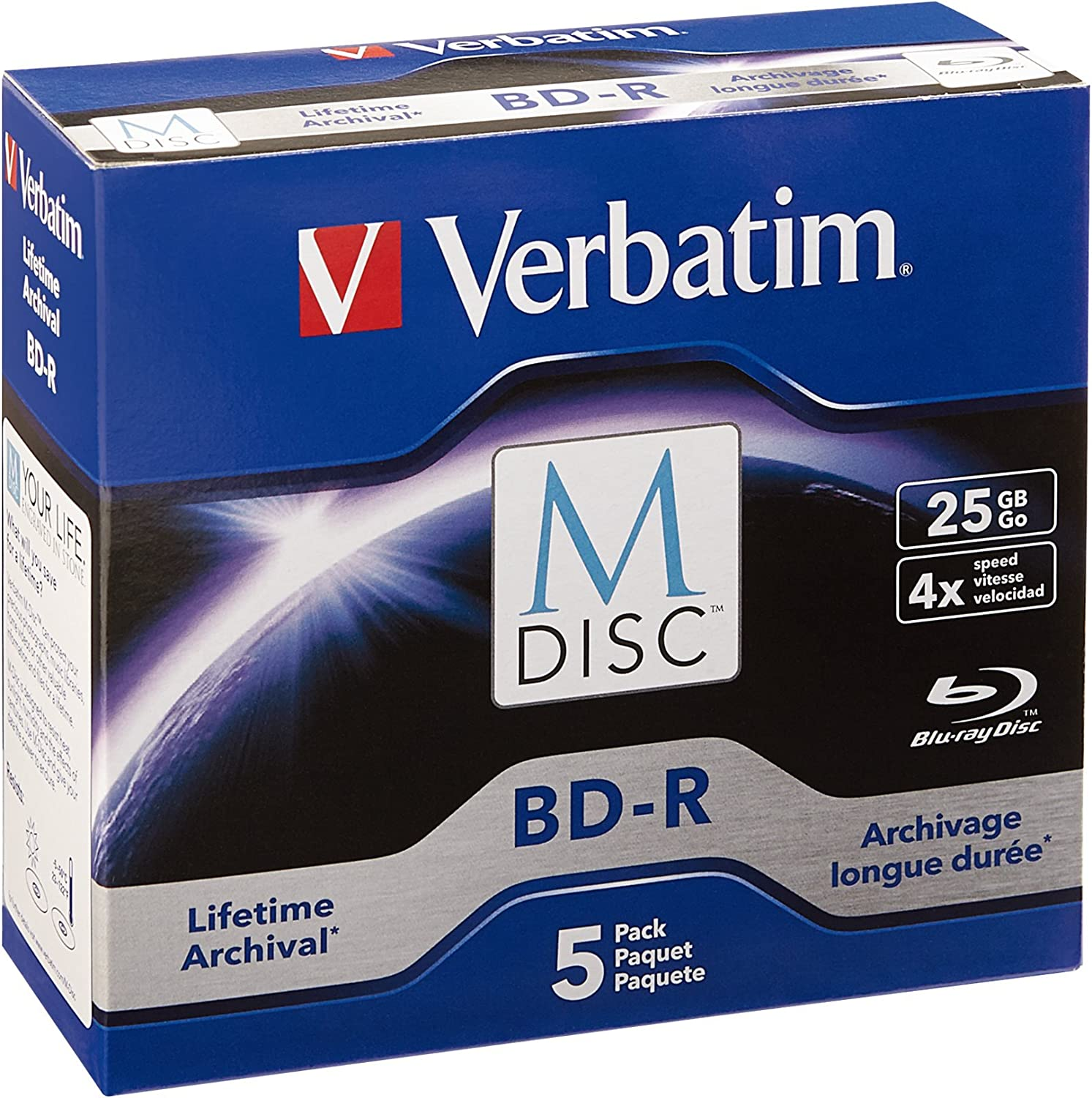 Verbatim M-Disc BD-R 25GB 4X with Surface - 25Pk Spindle - 98909