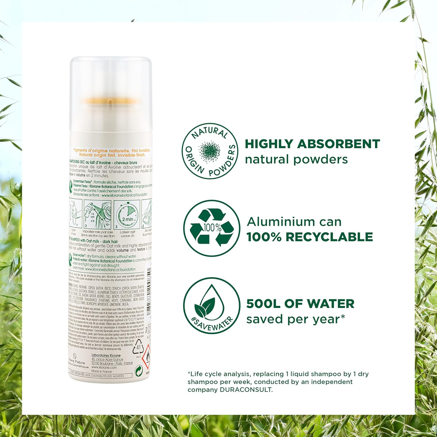 Klorane Oat Milk Tinted Dry Shampoo 150Ml - All Hair Types image number 2