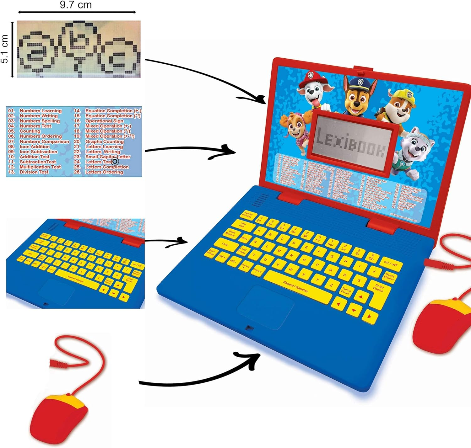 LEXIBOOK Jc598Pai3 Paw Patrol-Educational and Bilingual Laptop German/English-Toy for Child Kid (Boys & Girls) 124 Activities, Learn Play Games and Music with Chase Marshall-Red/Blue image number 5