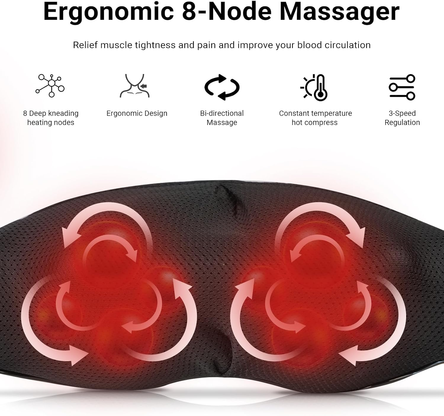 COZI Neck and Back Massager with Heat, Electric Deep Tissue 4D Kneading Massage for Shoulder, Leg, Body Muscle Pain Relief, Home, Office, and Car Use, Gifts for Christmas Friend Dad Mom Men Women