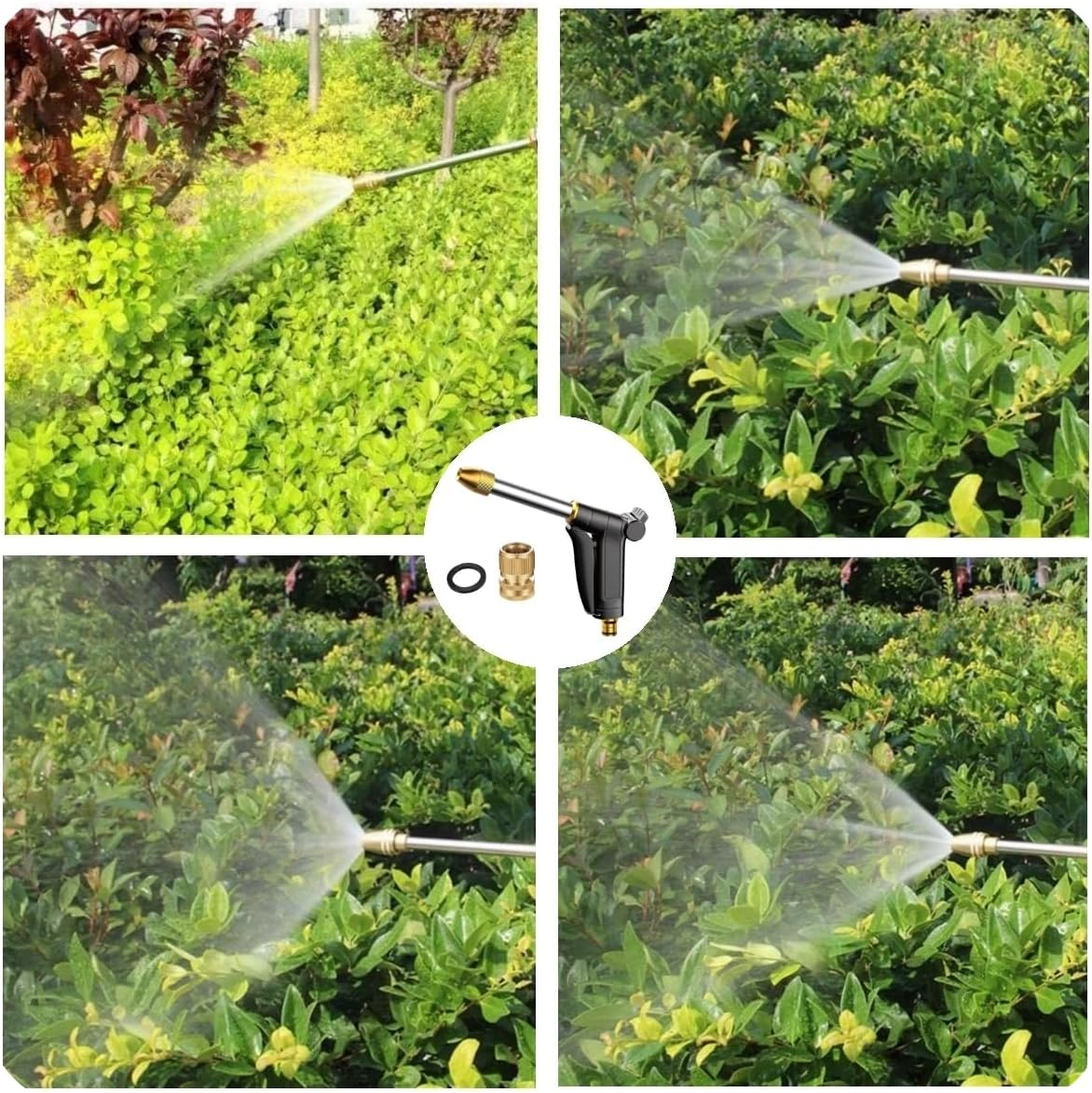 Garden Hose Nozzle,High Pressure Water Hose Nozzle Sprayer, 3/4 Extra-Strong Solid Brass Connectors for Garden Hose, for Watering Plants,Lawn& Garden,Washing Cars,Cleaning,Showering Pets & Outdoor Fun image number 4