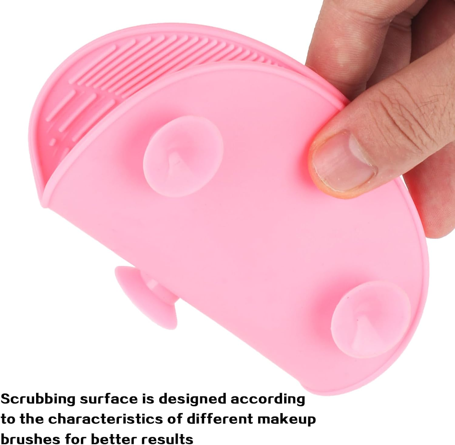 QBXMY7 2 Pcs Silicone Make up Brush Cleaning Mat, Cosmetic Cleaning Pads,Makeup Brush Cleaner Mats, Portable Washing Tool with Suction Cup for Makeup Cosmetic Brushes-Green/Pink image number 4