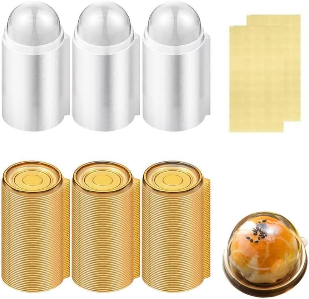 DACUAN Mini Cupcake Box with Clear Plastic Cupcakes, 100 Sets round Pod Dome Boxes, Containers Muffin Mooncake Holder Individual Dessert Containers with Dome Lid Disposable Cookie Single Box image number 1