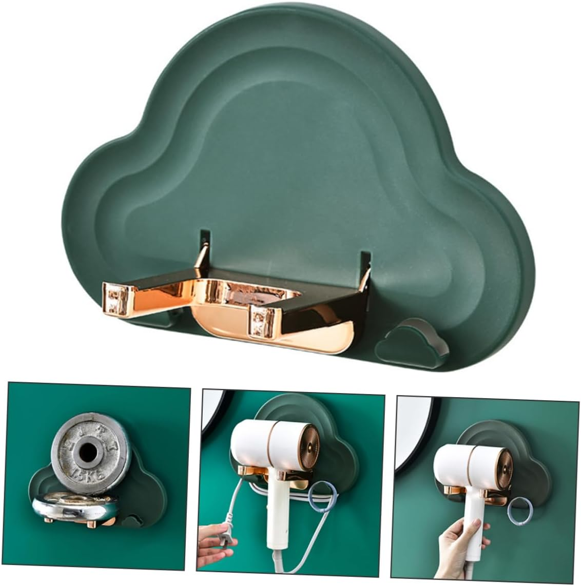 PENIKOKO Hair Dryer Shelf No Punching Design Hair Dryer Support Bathroom Storage Container Abs Pp image number 4