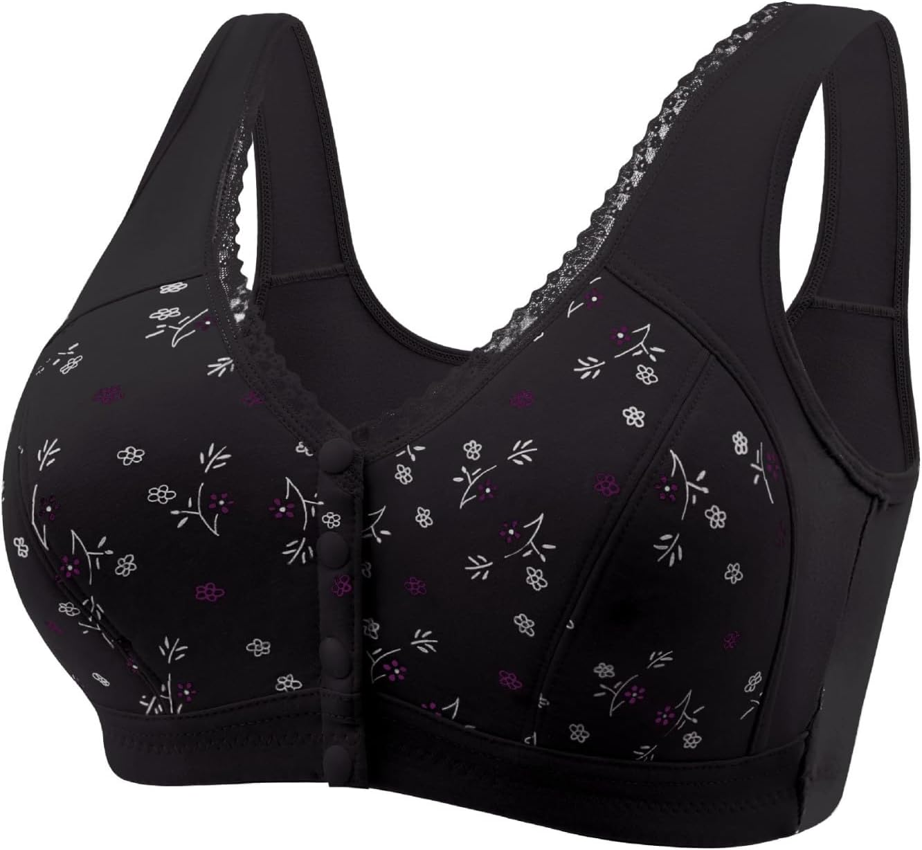 Black Bralette Lace Sports Bras Women Breastfeeding Sleep Ladies Non Wired Ped plus Size Packs Front Fastening Wireless for Top Womens Maternity with Support Adjustable Multi Pack