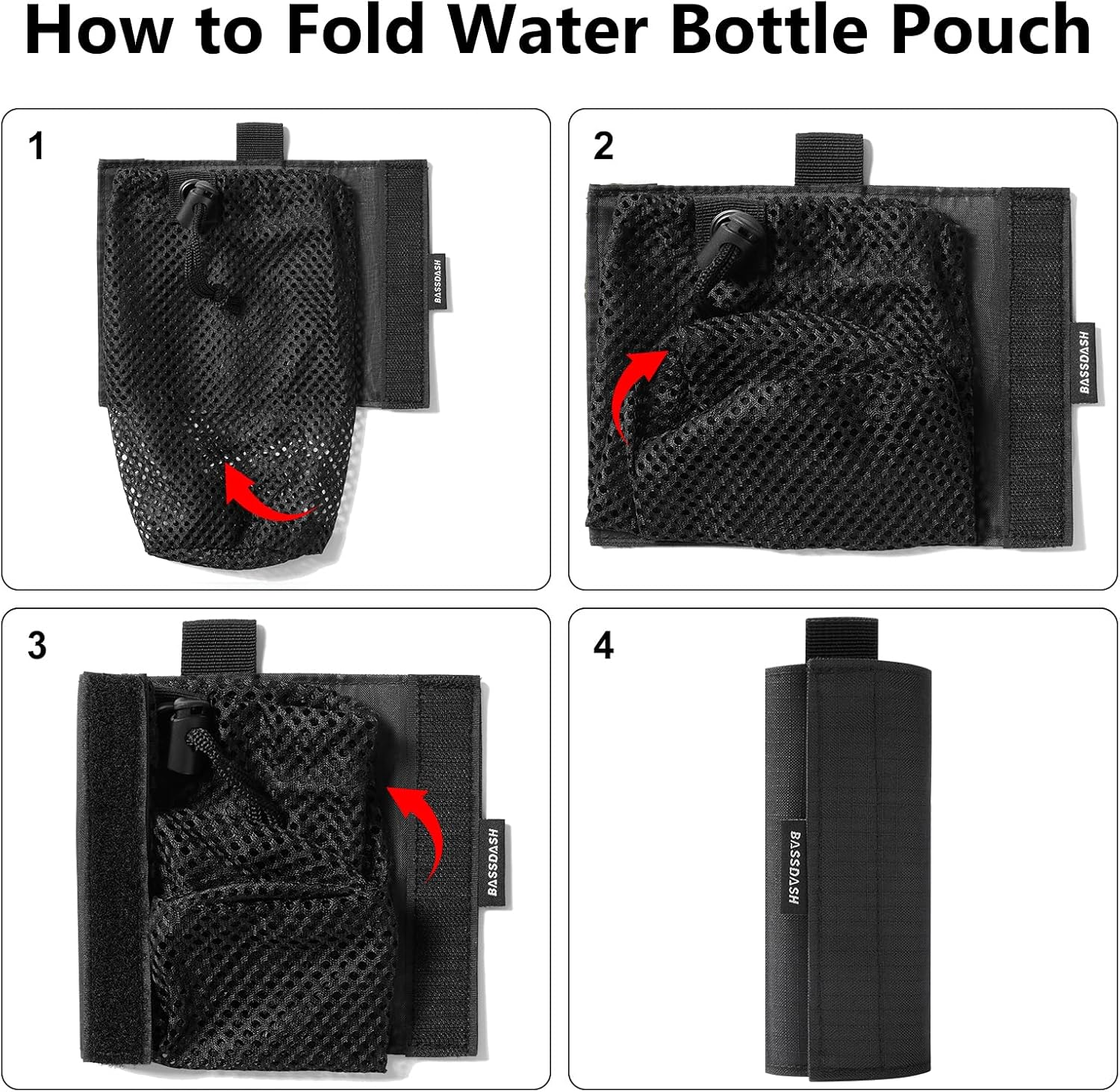 Bassdash Tactical Molle Water Bottle Pouch with Carabiner Foldable Mesh Holder Bag for Travel Fishing Hunting Hiking Outdoor Activities image number 1