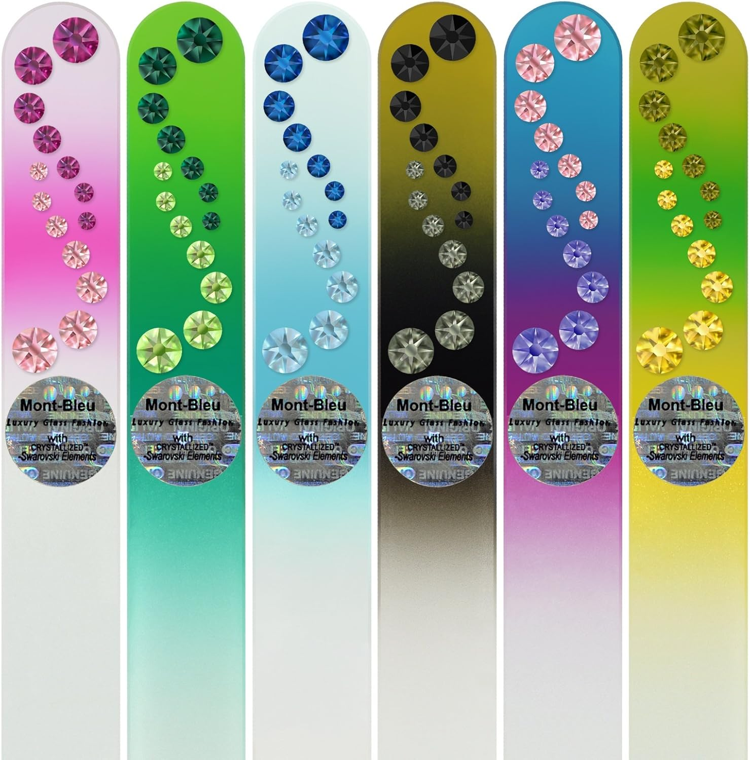 Mont Bleu Gift Set of 5 + 1 Free Glass Nail Files Hand Decorated with Crystals from Swarovski -Friend Gifts - Gift Ideas - Handmade Gifts - Crystal Nail File for Natural Nails - Mom Gifts - Gifts image number 2