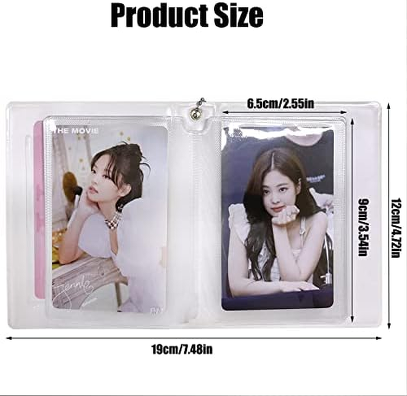 3 Inch Kpop Photocard Holder Book Mini Photo Album Mirror-Like Photocard Binder Small Photo Card Book Love Heart Hollow Photocard ID Holder with Love Heart Pendant 32 Pockets (Pink) image number 3