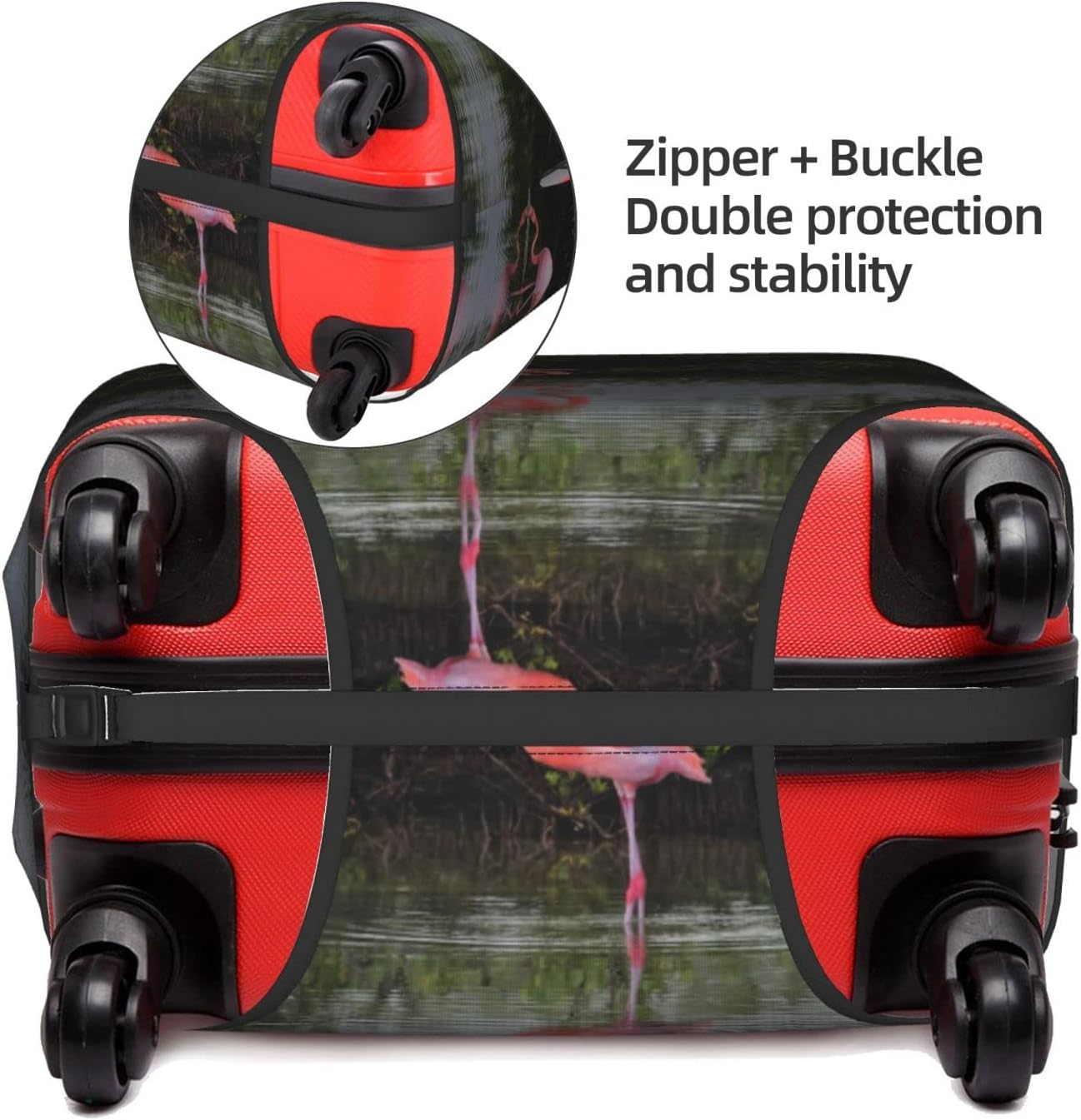 Two Flamingos Luggage Cover Washable Suitcase Protector Anti-Scratch Suitcase Cover Fits 18-32 Inch Luggage image number 2