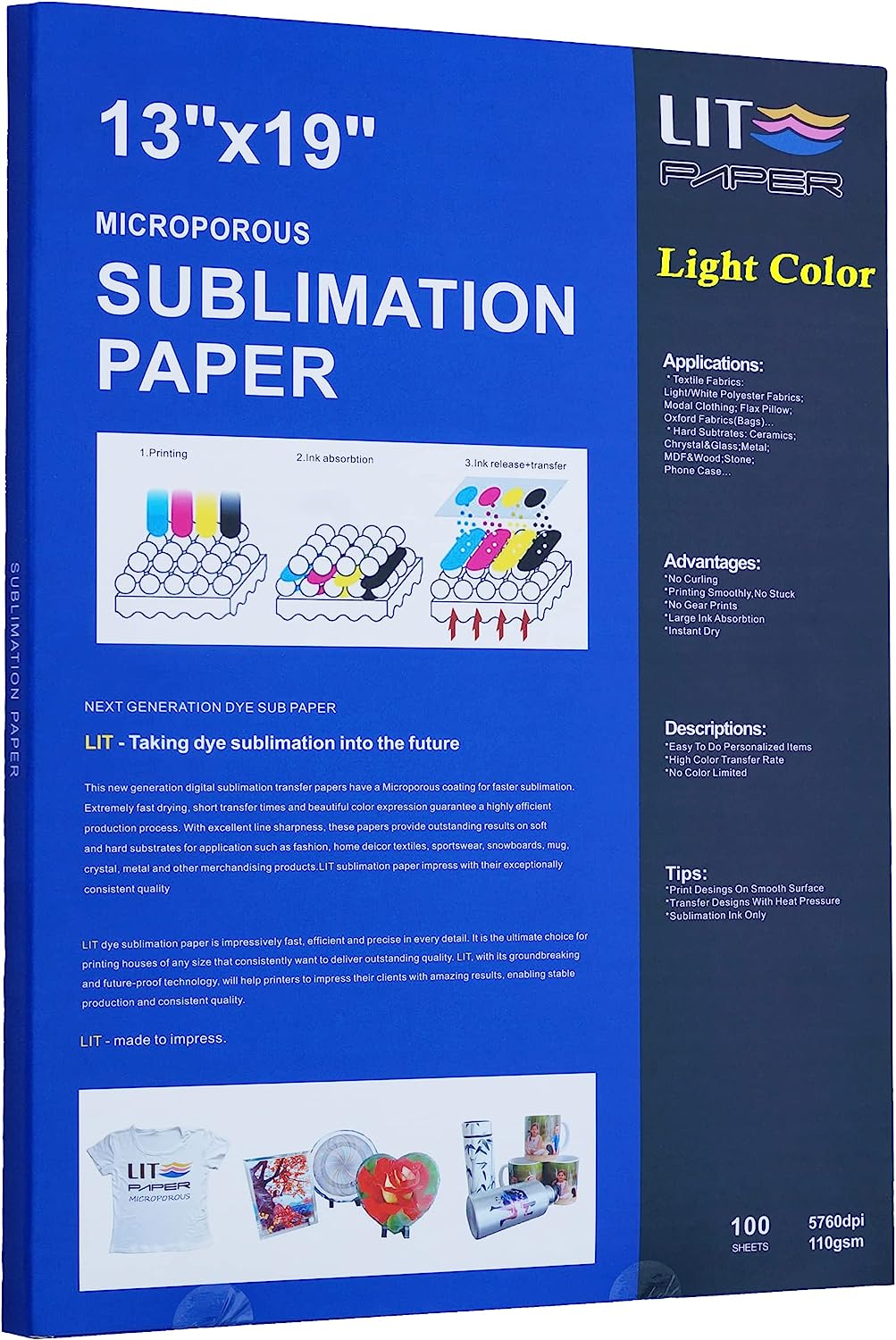 LIT Sublimation Paper A3+ 330X482Mm 13X19, 100Sheets 110G Heat Press Transfer Paper - for Any Epson Sawgrass Ricoh HP Inkjet Sublimation Printer with Sublimation Ink for Blanks Mugs Tumblers T Shirts image number 2