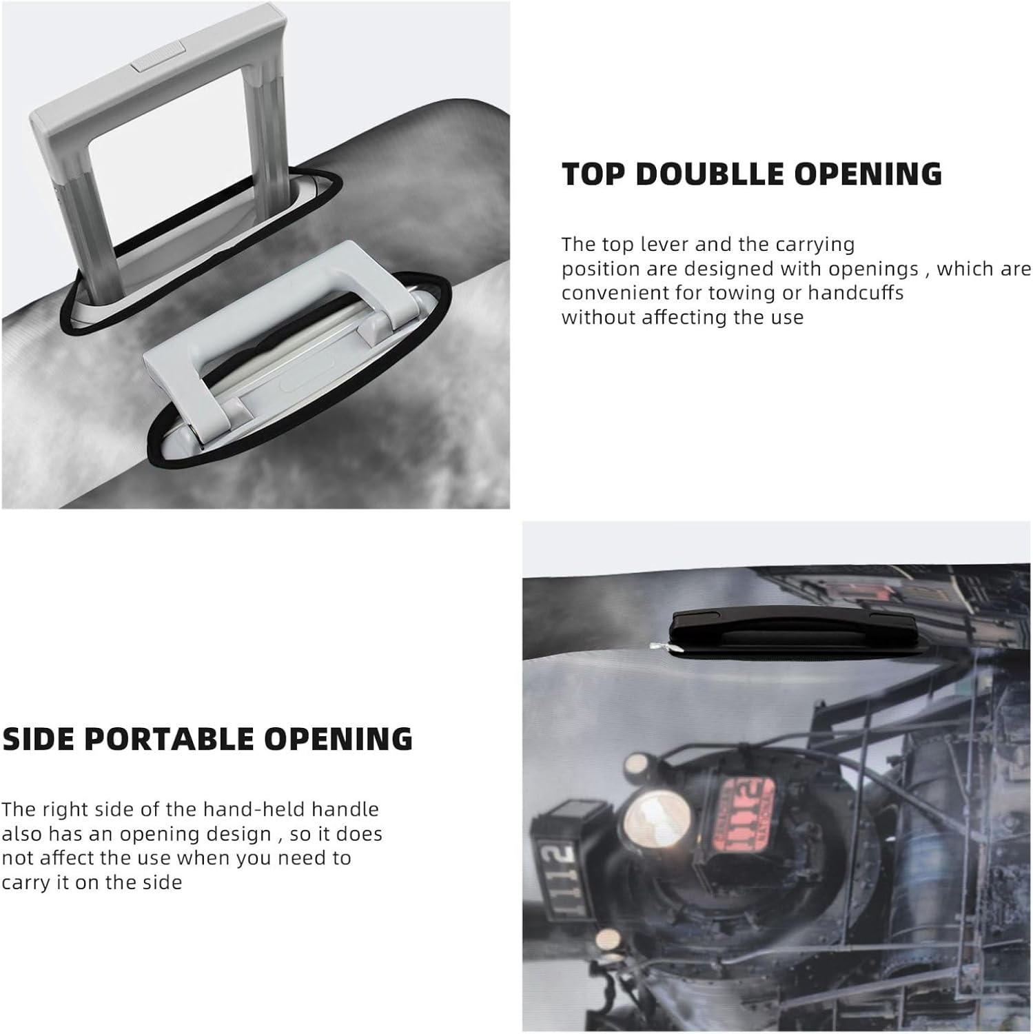 Obabo White Purple Butterflies Travel Luggage Cover,Washable Suitcase Cover Protector Anti-Scratch Suitcase Cover Fits 18-32 In, Steam Train Clouds, M image number 1