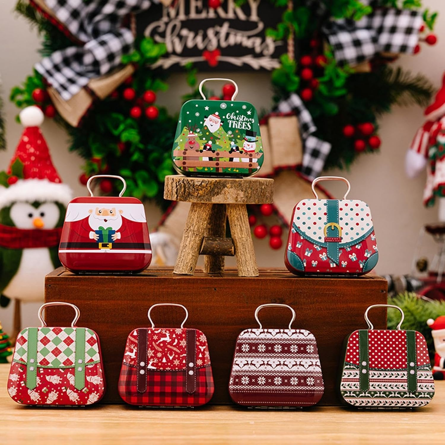 Fmtwphn Christmas Cookie Boxes - Christmas Cookie Containers Retro Tins | Christmas Cookie Containers, Metal Nesting Containers, Food Storage Containers with Lids for Holiday image number 3