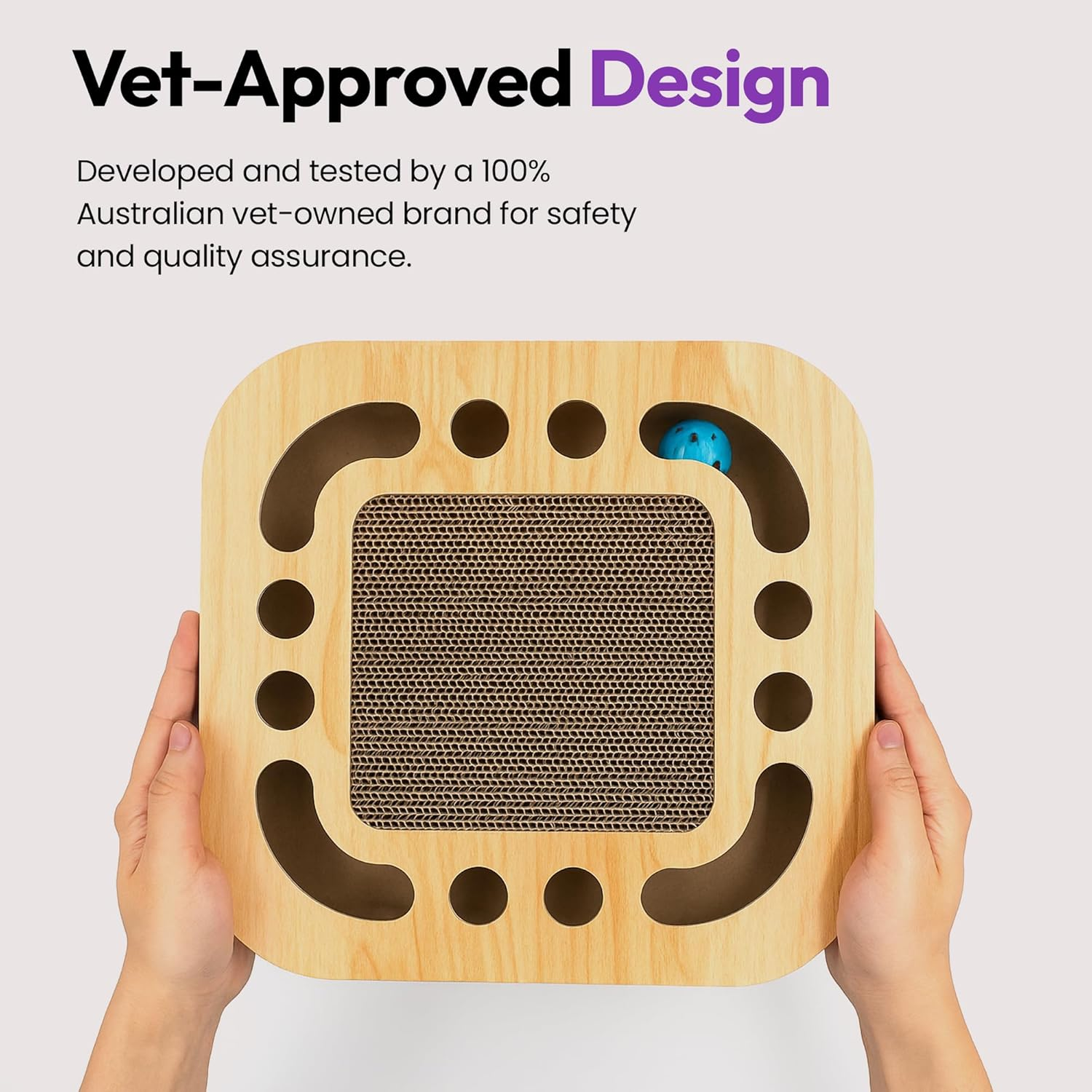 2-In-1 Cardboard Cat Scratcher with Jingle Ball &ndash; Cat Lounge Scratch Pad & Interactive Toy, Anxiety & Stress Relief (Square) image number 4