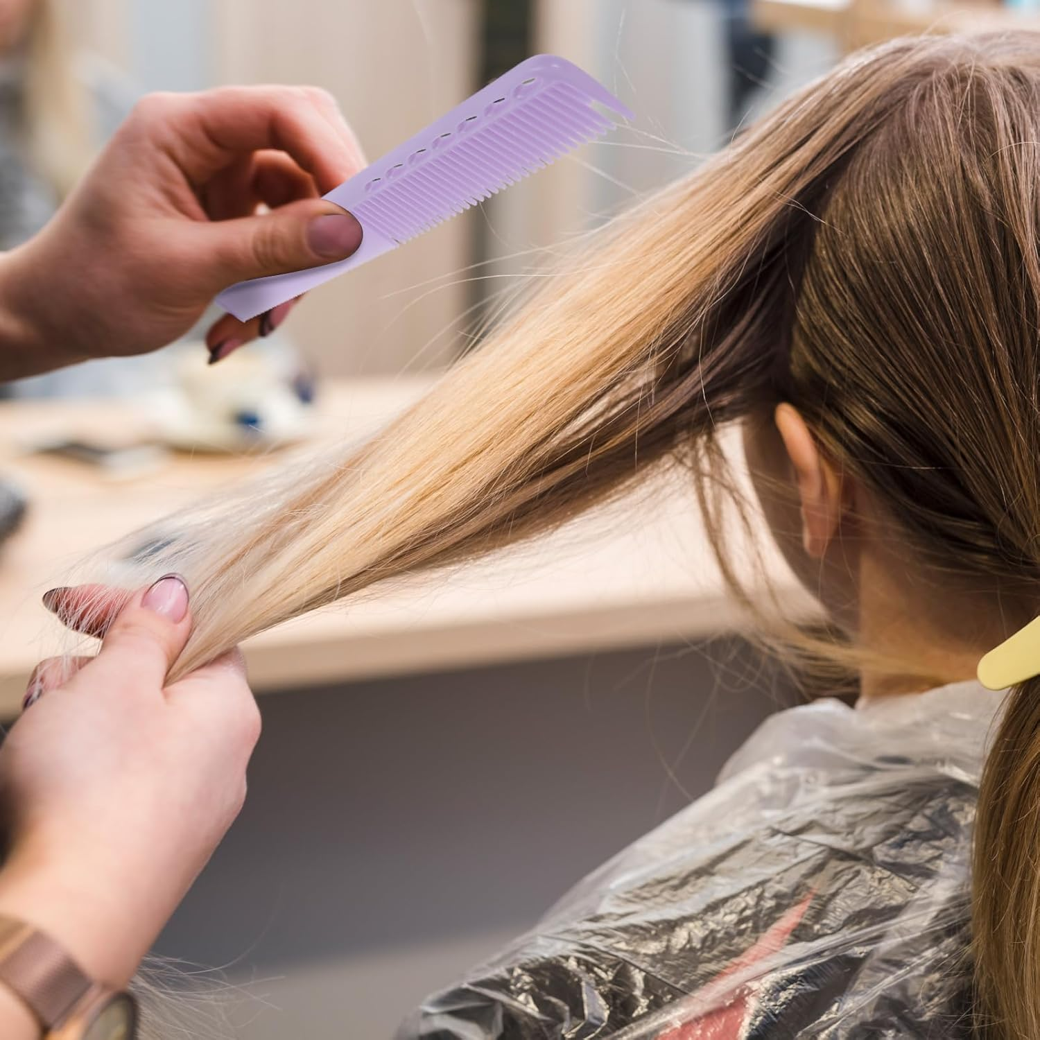 Pack of 6 Carbon Hair Cutting Combs, Colour, 2-In-1 Carbon Comb, Colourful, Carbon Styling Comb, Antistatic Hair Comb, Styling Combs for Men and Women, Thick, Thin, Curly, Straight Hair (Colour) image number 1