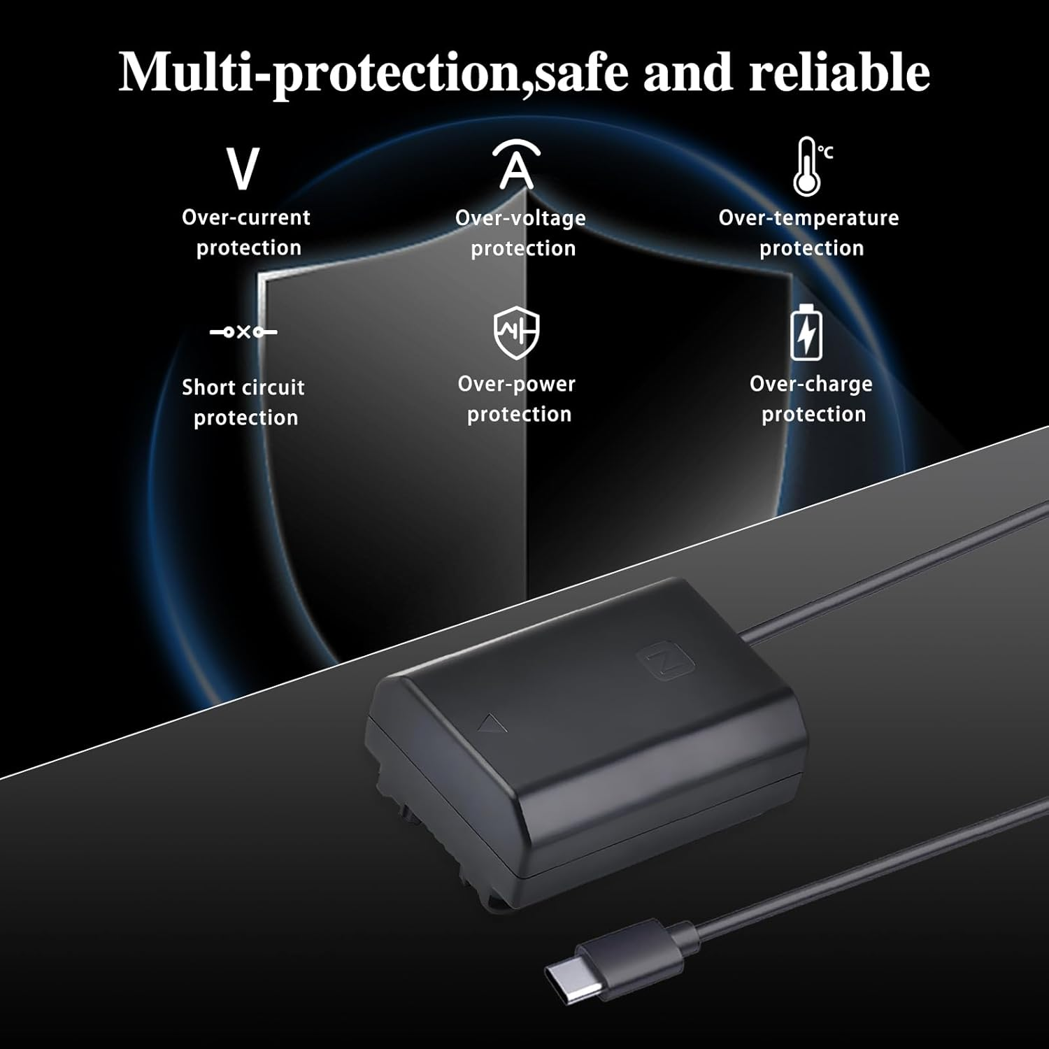 Tectra USB-C to NP-FZ100 Dummy Battery, Continuous Power Supply for Sony ZV-E1, A7 III, A7 IV, A7S III, A7R III, A7R IV, A7R V, A7C,A1, A9, A9 II, A6600, A6700, FX3, FX30 Cameras image number 2