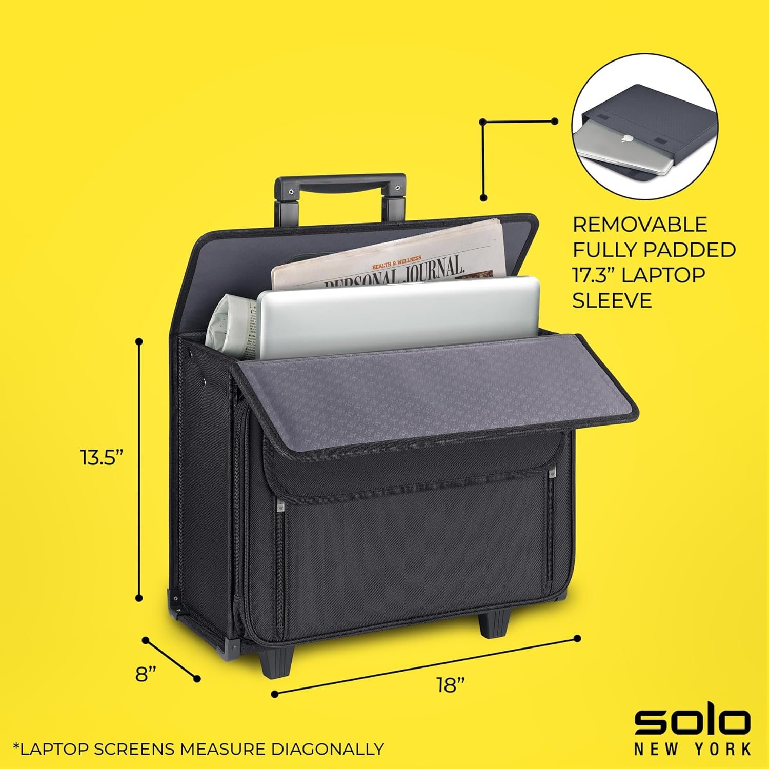 Solo Morgan 17.3 Inch Rolling Laptop Catalog Case with Hanging File System, Black image number 5