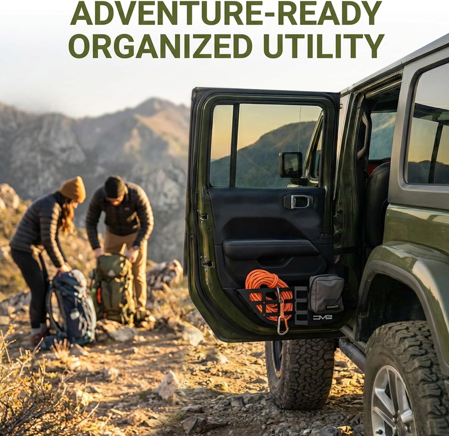 DV8 Offroad Rear Door Pocket Molle Panels for the 2018-2023 Jeep Wrangler JL & 2020-2023 Jeep Gladiator JT | Molle Design Allows for Multiple Gear Mounting Solutions, Black, MPJL-06 image number 3