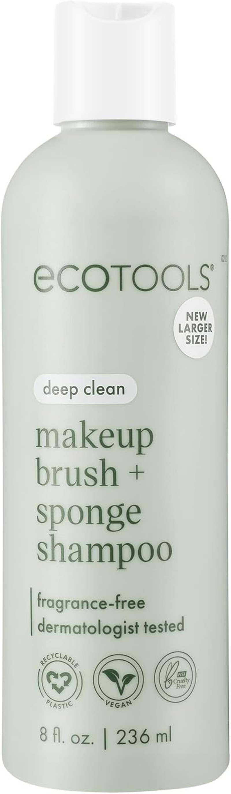 Ecotools Makeup Brush + Sponge Shampoo, Remove Makeup & Impurities from Tools, Sponges, & Puffs, Fragrance-Free Brush Cleanser, No Harsh Chemicals, Vegan, & Cruelty-Free, 8 Fl. Oz./236 Ml. Bottle image number 2