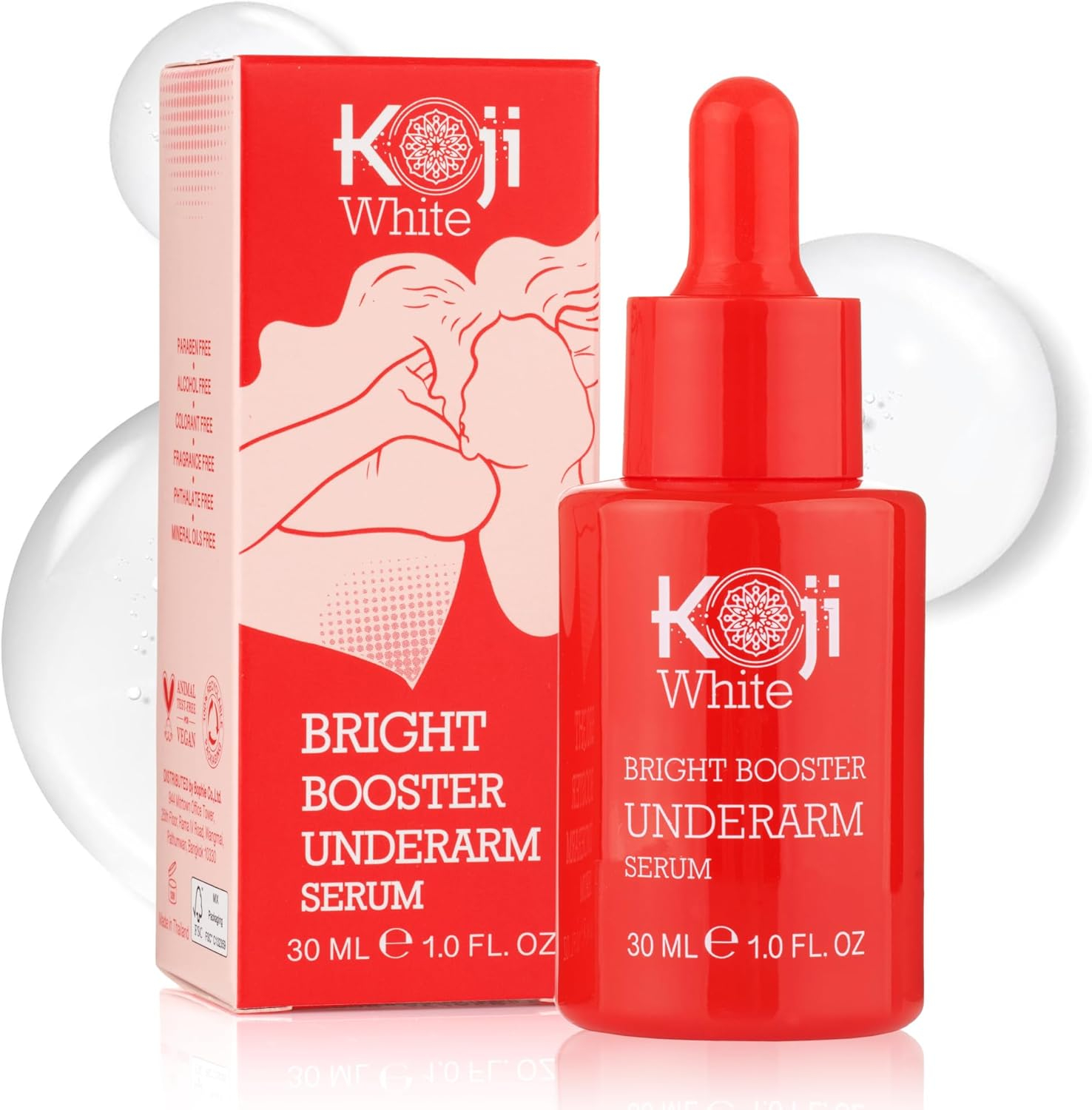 Koji White Underarm Brightening Serum for Armpit, Elbows, Knees, Private Areas - Bright Booster, Dark Spots, Hydrating with Kojic Acid, Niacinamide, Tranexamic Acid, Paraben-Free, Vegan, 1 Fl Oz image number 3