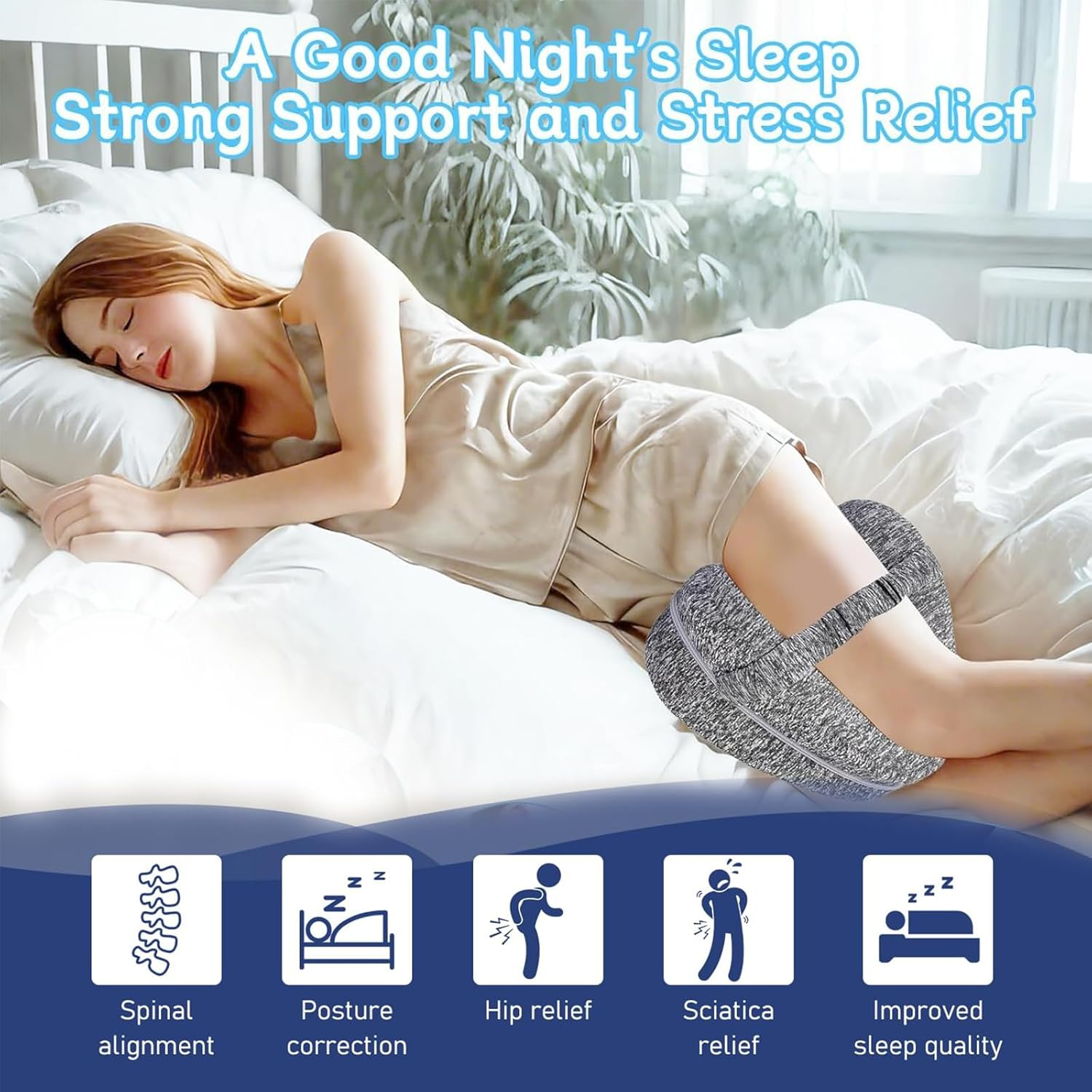 Alignment Pillows for Side Sleepers, Hip Alignment Pillow, Knee Pillow for Side Sleepers, Leg Pillows for Sleeping, Suitable for Relieving Leg, Back, Knee image number 4