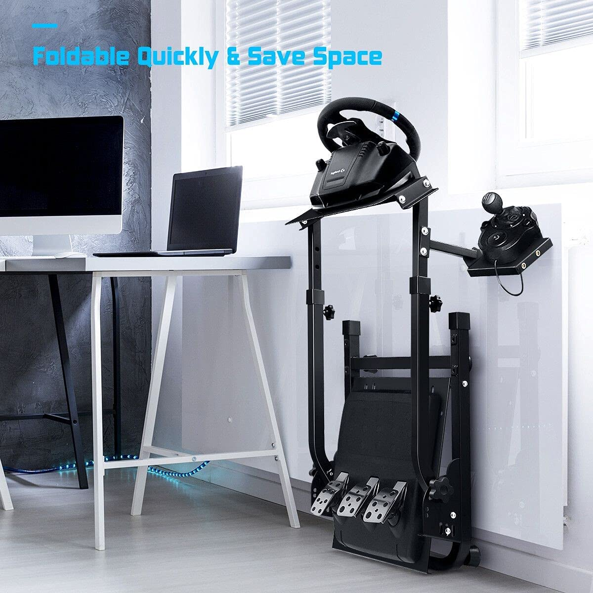 AUSWAY Gaming Racing Steering Wheel Stand Adjustable Foldable Simulator Wheel Stand for Logitech G25 G27 G29 G920 Xbox Xbox360 PS2 PS3 PC WII