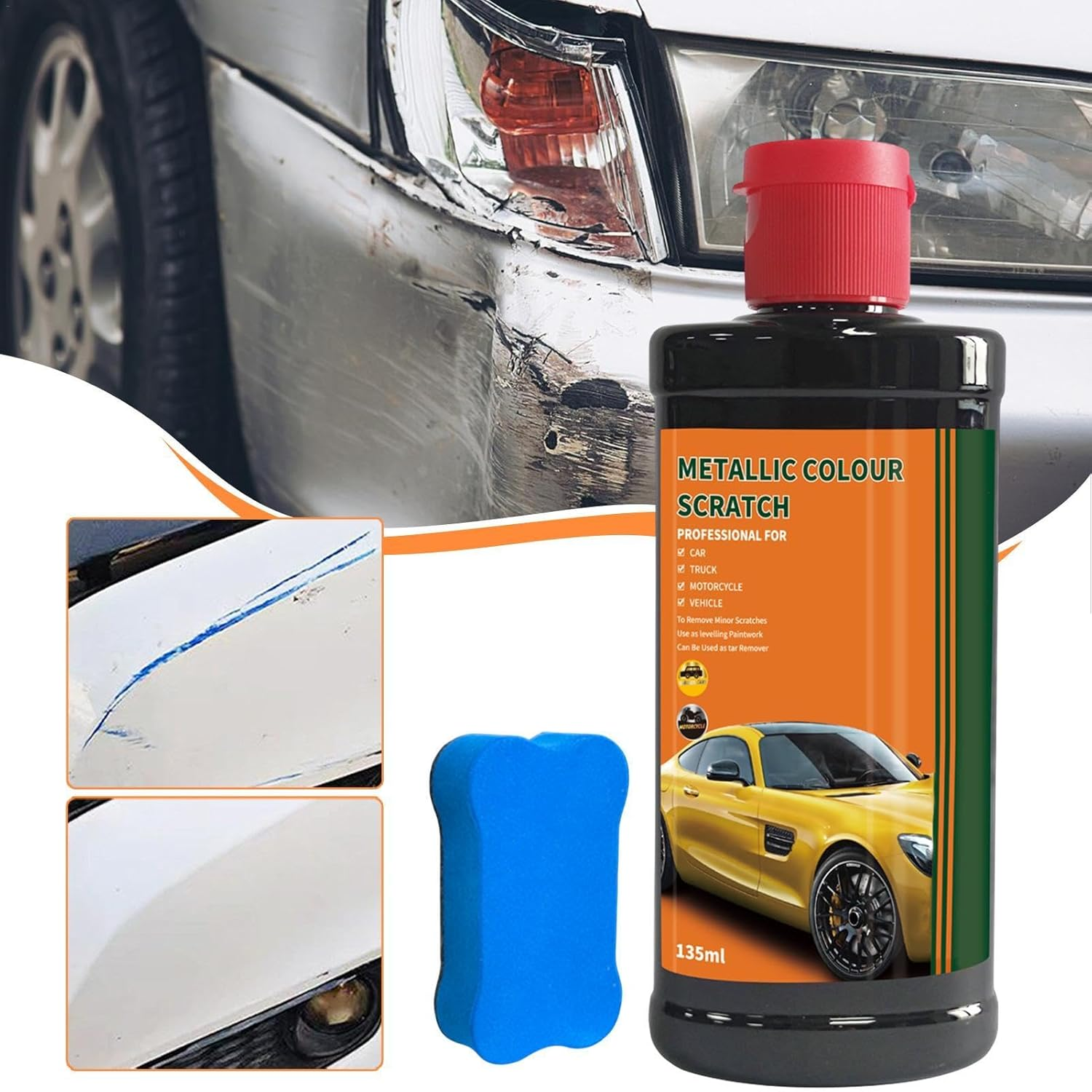 Car Scratch Remover | Auto Paint Polish Repair Cream | 135G Scratch Remover for Vehicles and Polishing Compound Car Paint Scratches Repair image number 3