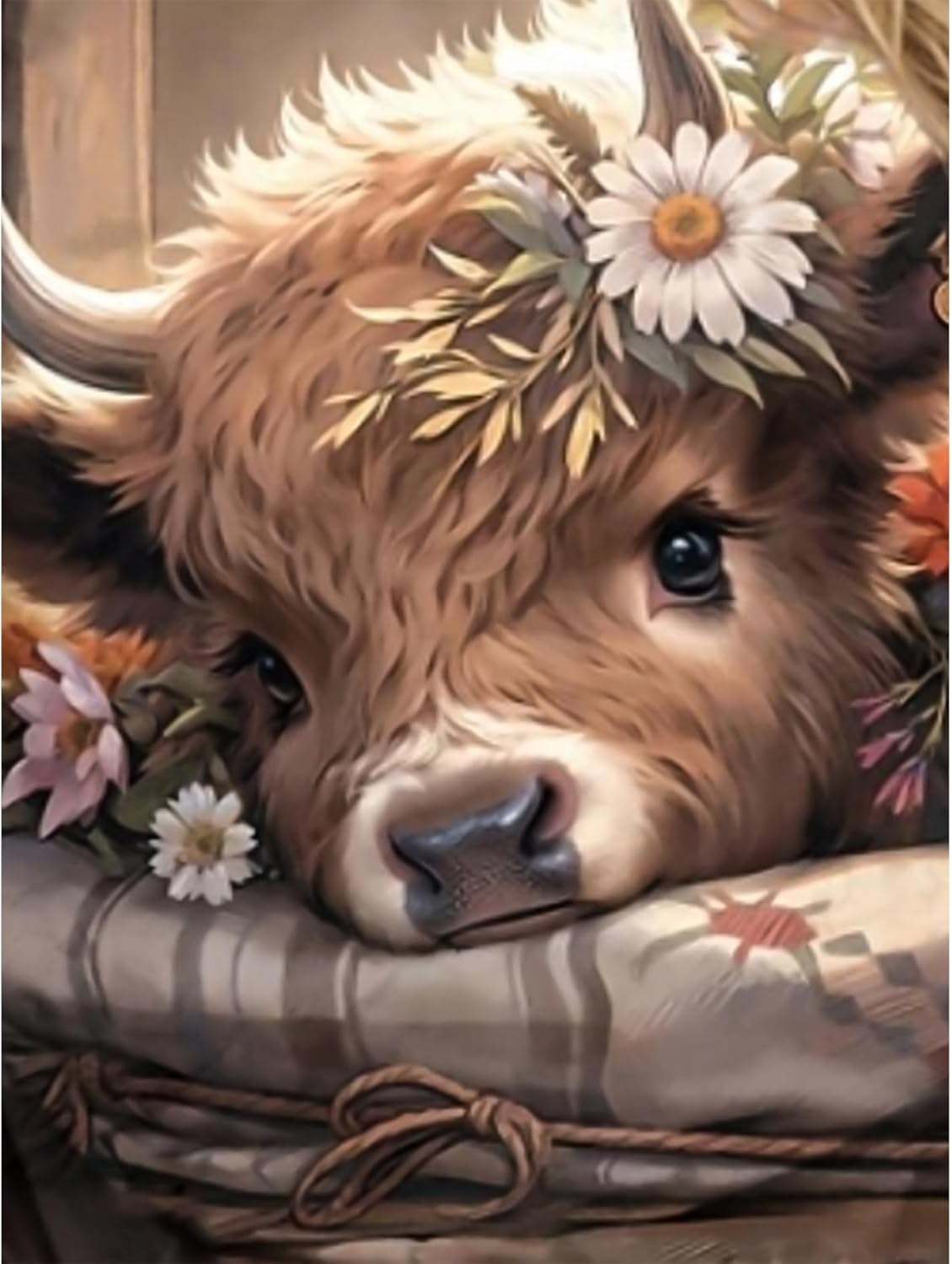 Cow Diamond Art Kits for Adults, Highland Cow Diamond Painting Kits for Adults Beginners, DIY 5D Diamond Painting with round Gem Art Kits for Adults for Gift Home Wall Decor 12X16 Inch