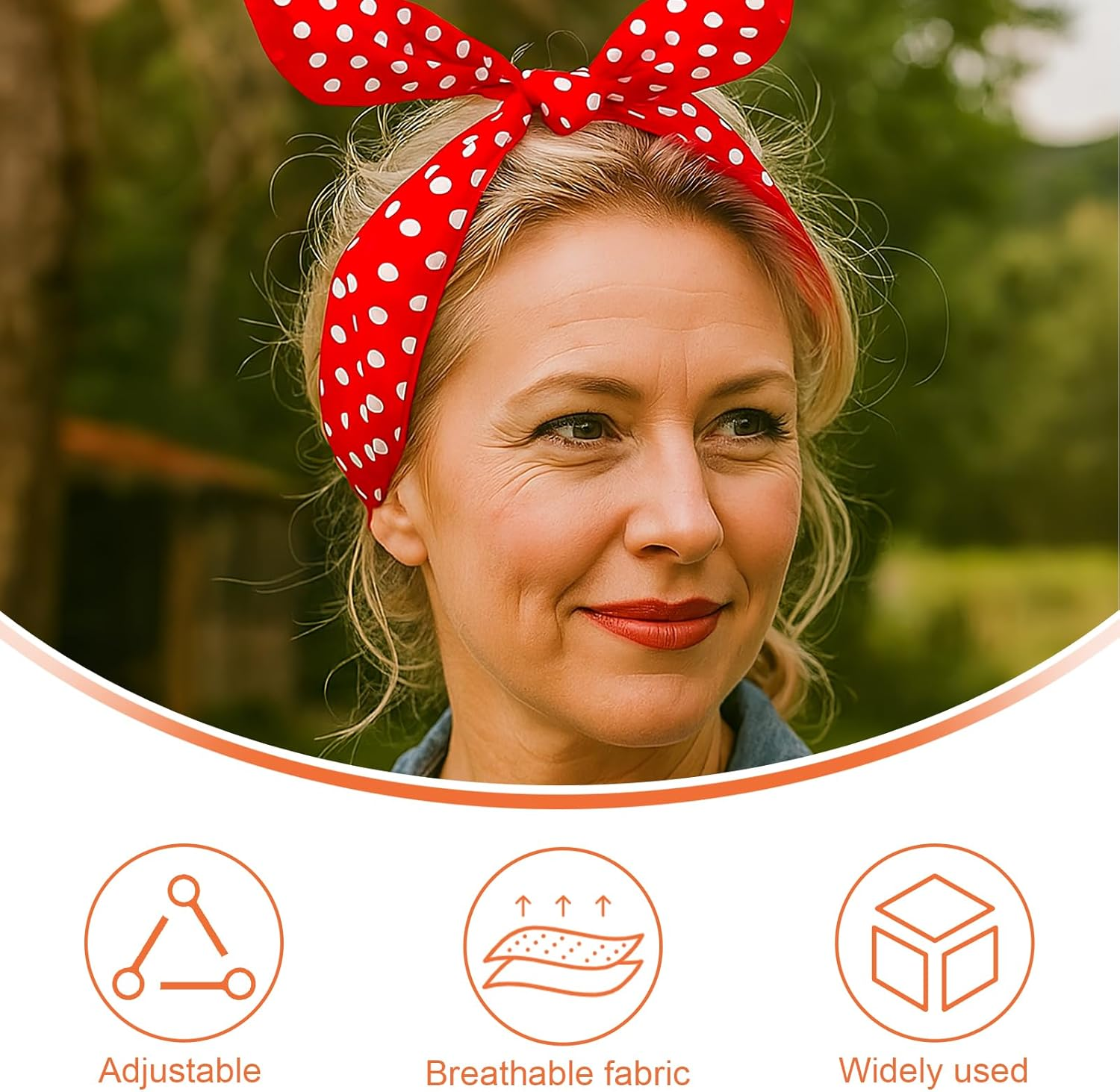 2 Pieces Rockabilly Accessories for Women - Polka Dots Headband, Hair Accessories & Earring Set - Retro Vintage Women'S Accessories - Rockabilly Hair Accessories for Parties, Parties & Everyday Use image number 6