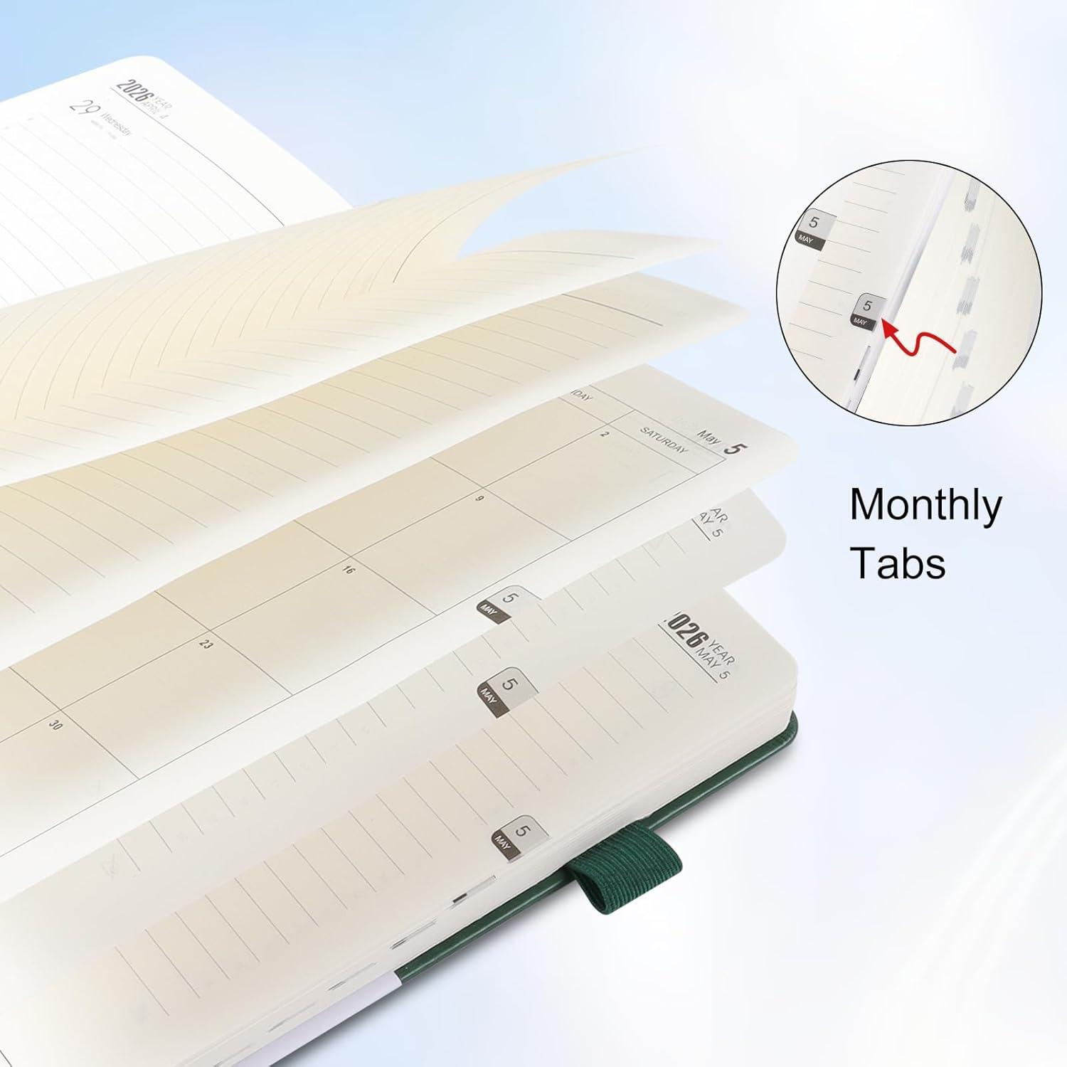 2026 Diary A5 Week to View, Academic Diary Page a Day, Academic Planner for Business, Writing and Note Taking(Dark Green)