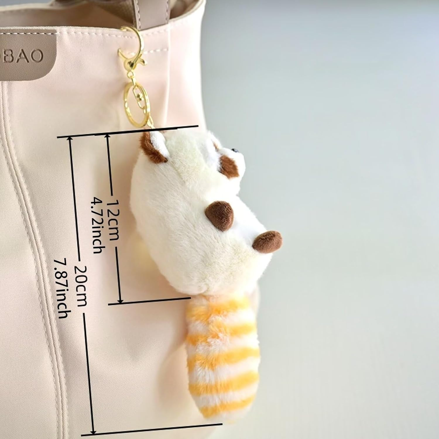 Yienning Plush Keychain,Soft Plush Raccoon Keychain,Animal Pendant Keychain Stuffed Raccoon Hanging Ornament Bag Key Chain - Khaki image number 2