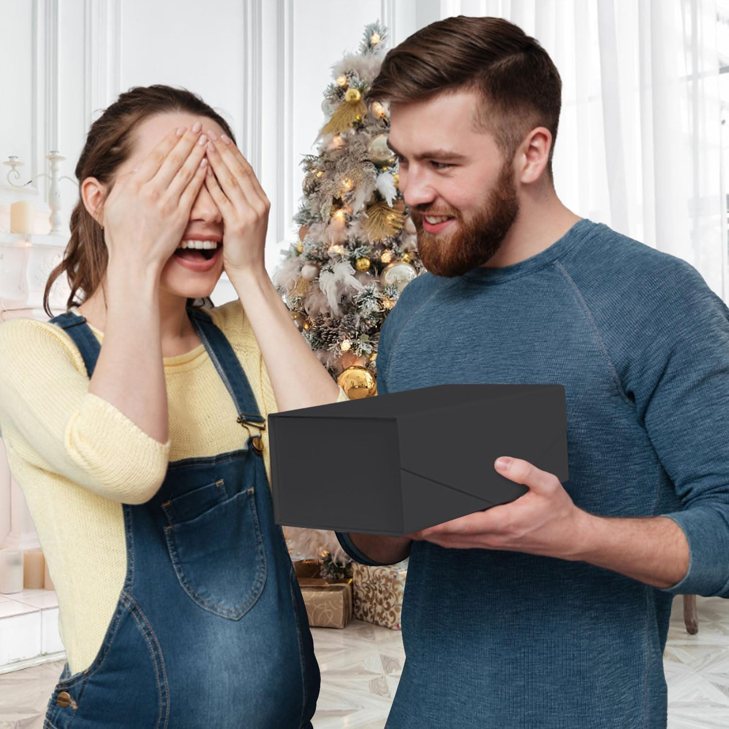 Black Elegance for Special Moments, Jewelry, Watches. 2Pcs Bridesmaid Boxes, Birthday Box, Magnetic Closure Box, Perfect for Anniversaries - (Black, 31X20X10Cm) image number 6