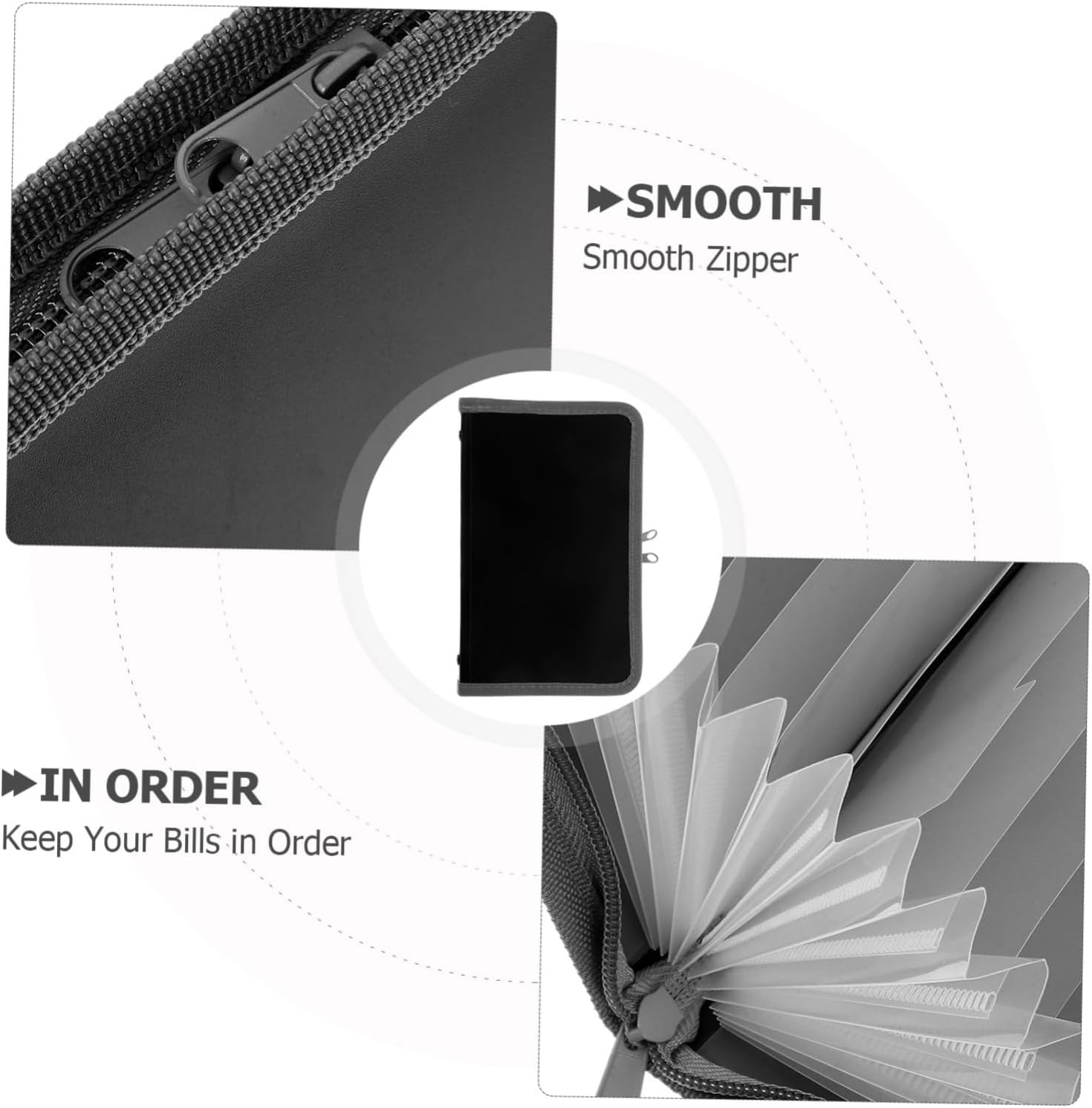 COOPHYA Mini A6 Accordion File Organizer Zipper, Pocket Receipt Holder Folder for Travel Documents and Office Storage, Small Expanding Document File Folder Organizer image number 2