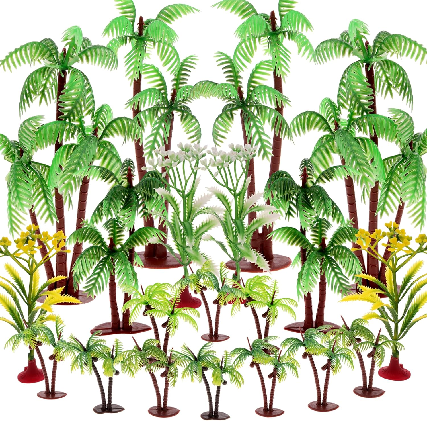 20 Pcs Model Palm Trees Miniature Coconut Plastic Scenery Tree Diorama Artificial Rainforest Landscape Mini Plant Train Railroad Building Decoration DIY Cake Topper image number 5