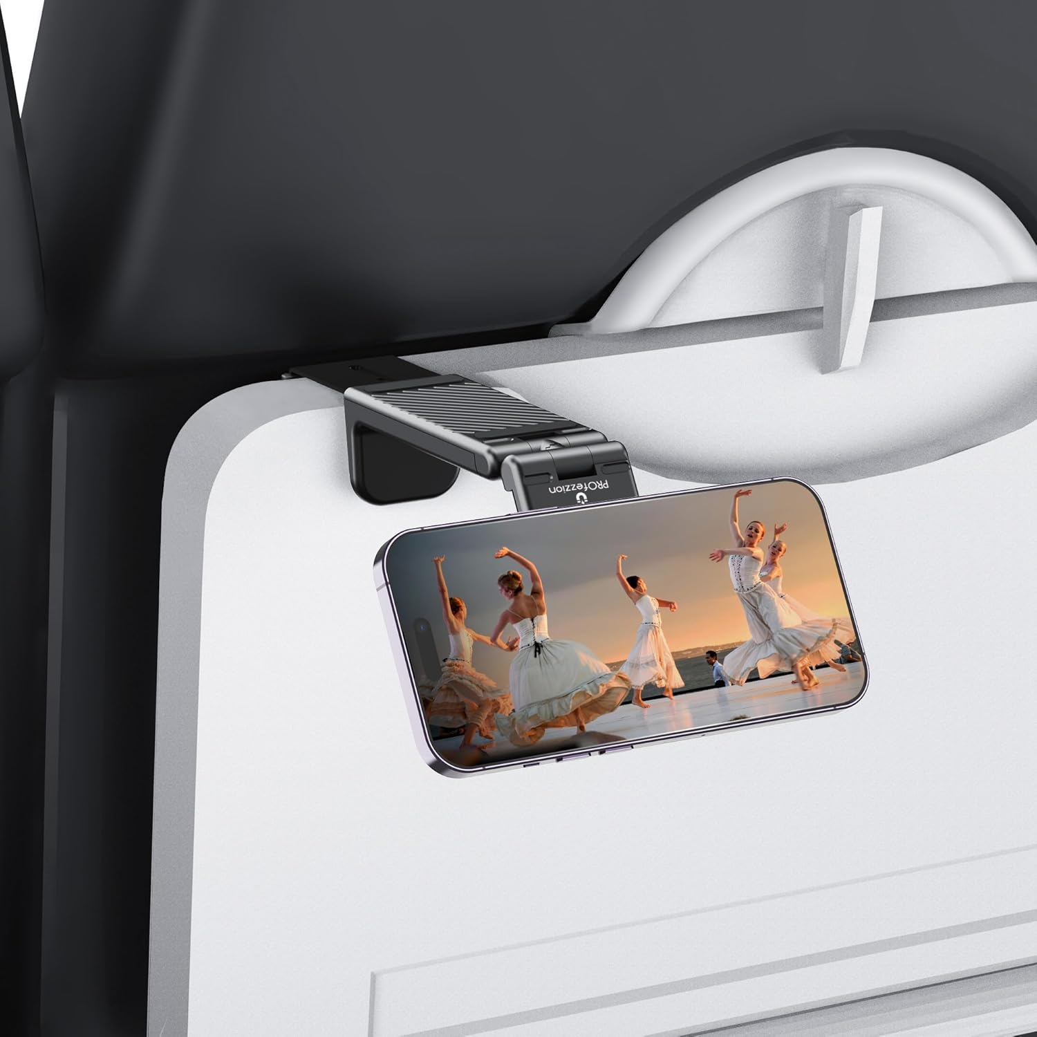 Profezzion Airplane Magnetic Phone Mount Holder, for Iphone 17 Pro Max Iphone 17 16 15 14 plus Handsfree for Seat Back Tray Table, Flexible 360&deg; Rotation, Must Have Travel Essential Accessory -White