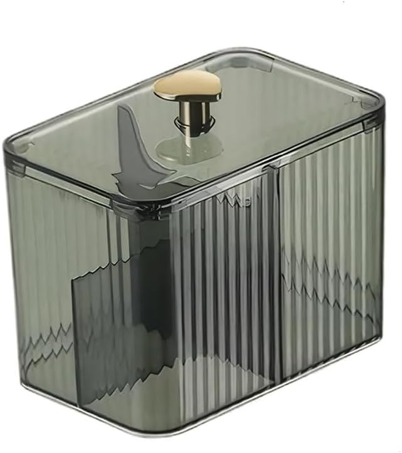 3 Grids Apothecary Jar Organizer, 1Pc 3-Section Cotton Ball Swabs Dispenser,3-Section Clear Bathroom Organizer Jar 3 Grids Cotton Swab Pad Ball Holder Container, Green image number 3