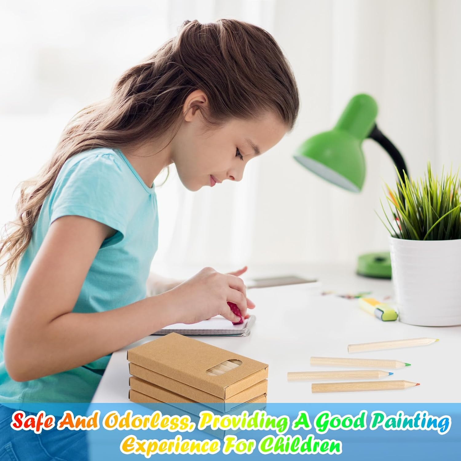 120Pcs/20 Boxes Mini Colored Pencils Bulk Kids Drawing Colored Pencils Bulk Party Favor, 6 Color Pencils in Kraft Boxes, 3.5 Inch Short Coloring Pencils Pre-Sharpened for Classroom School Supplies image number 2